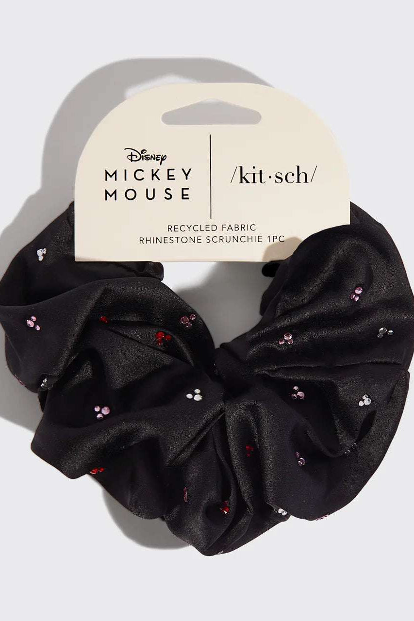 Kitsch & Mickey and Minnie Recycled Black Fabric Rhinestone Scrunchie Hair Band by Kitsch as seen on celebrities