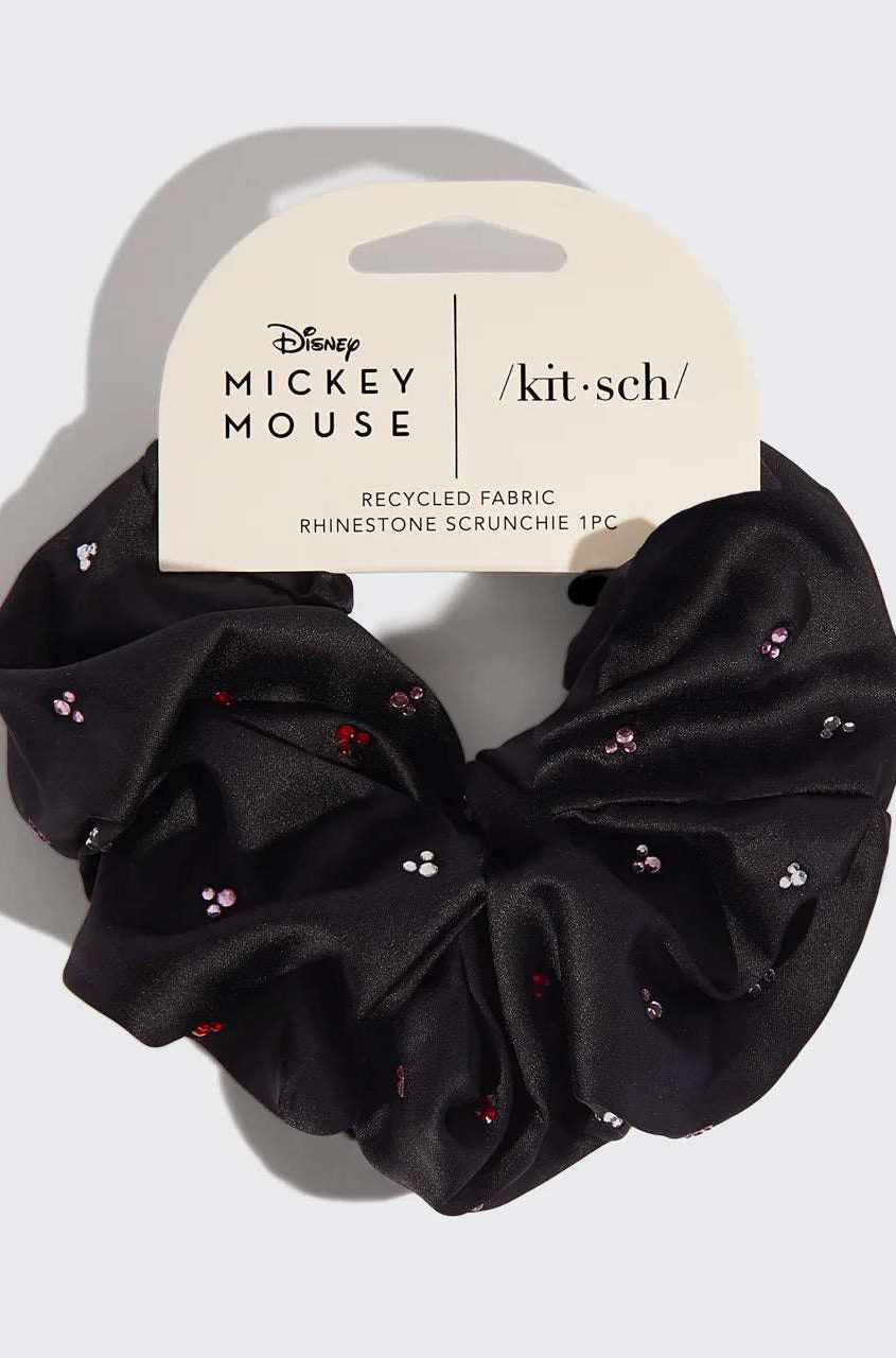 Kitsch & Mickey and Minnie Recycled Black Fabric Rhinestone Scrunchie Hair Band by Kitsch as seen on celebrities