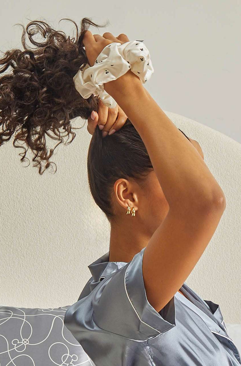 Kitsch & Mickey and Minnie Recycled Fabric Rhinestone Scrunchie Hair Band by Kitsch as seen on celebrities