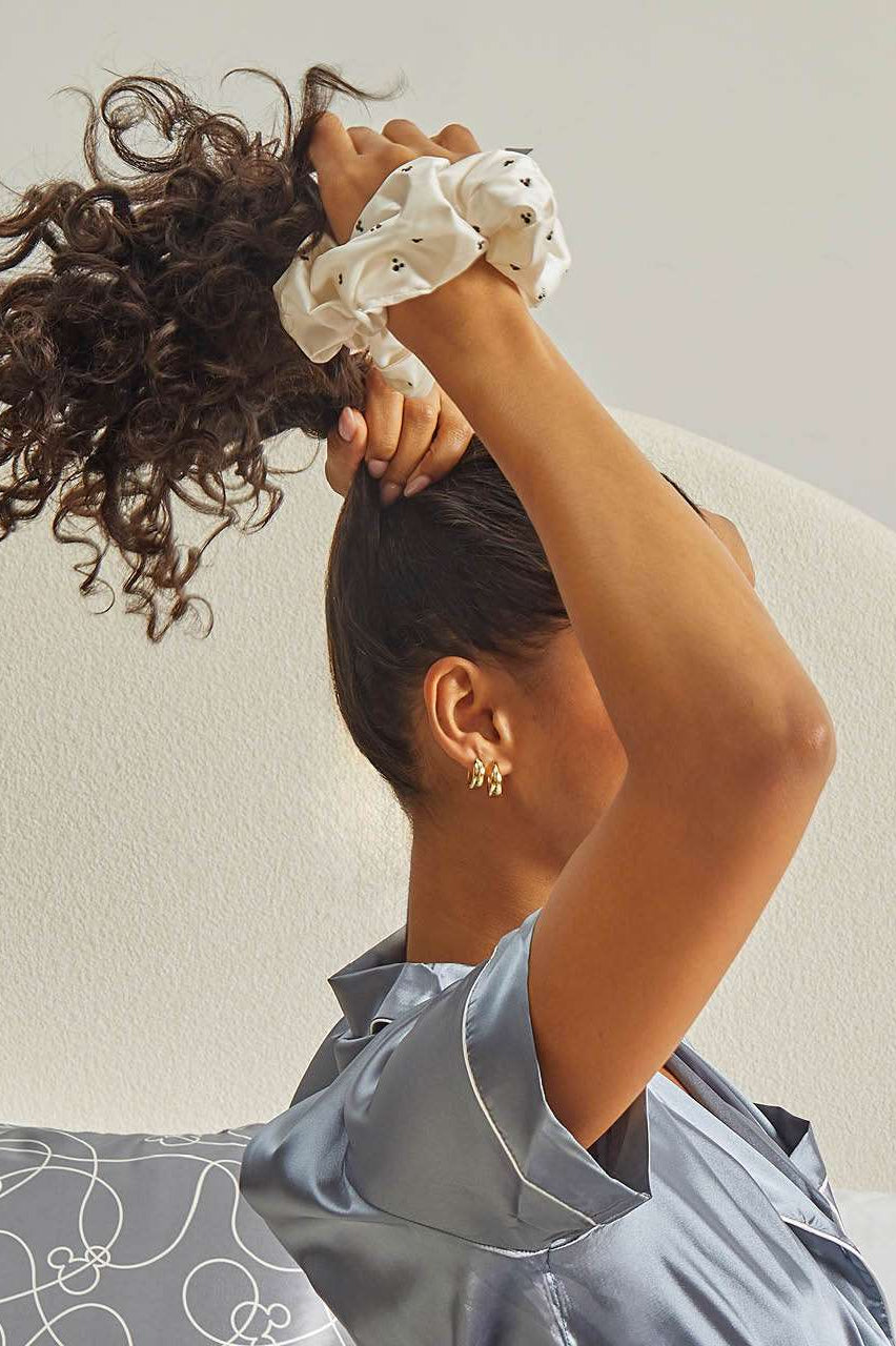 Kitsch & Mickey and Minnie Recycled Fabric Rhinestone Scrunchie Hair Band by Kitsch as seen on celebrities