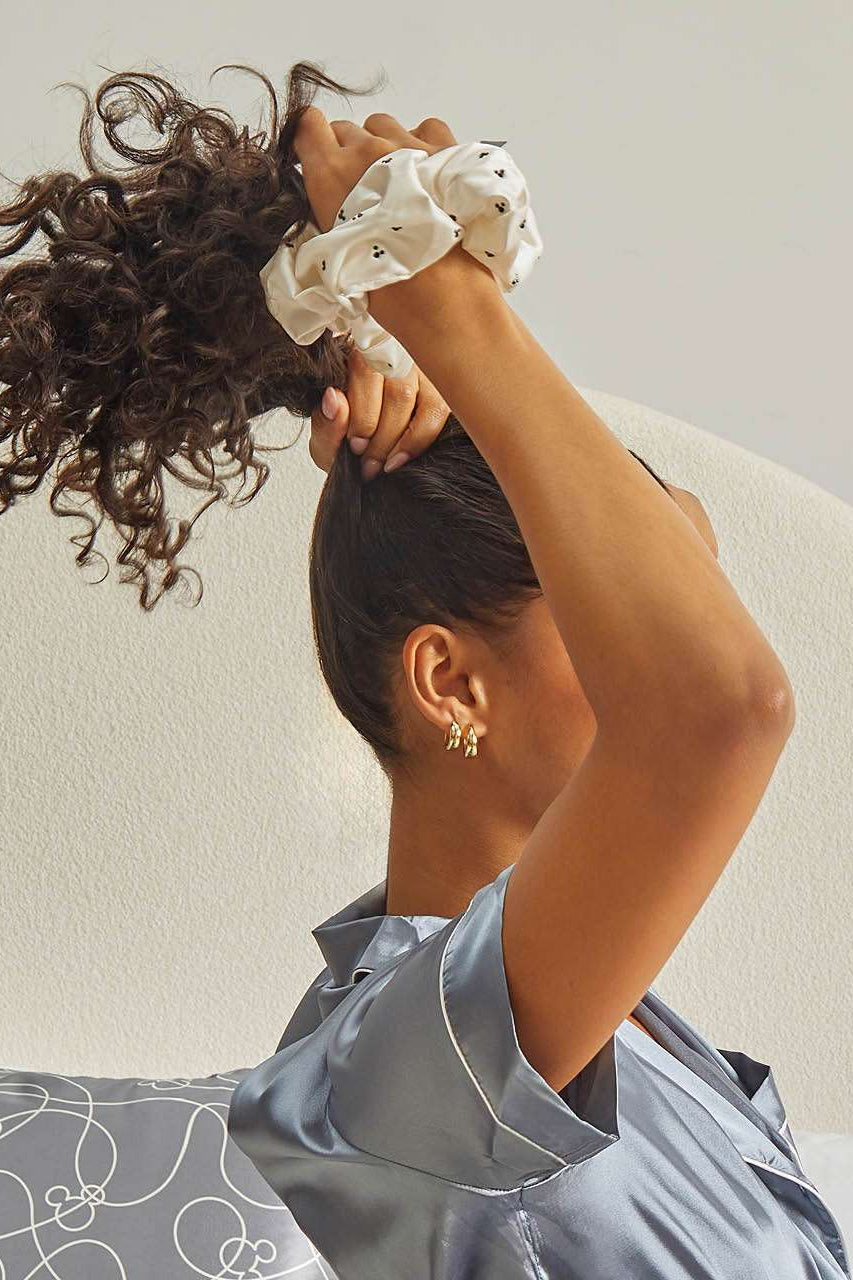 Kitsch & Mickey and Minnie Recycled Fabric Rhinestone Scrunchie Hair Band by Kitsch as seen on celebrities