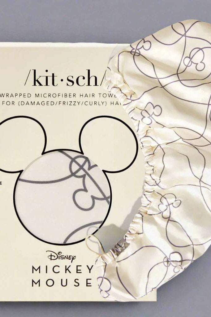 Kitsch & Mickey and Minnie Satin-Wrapped Hair Towel - Mickey Maze Beauty Product by Kitsch as seen on celebrities