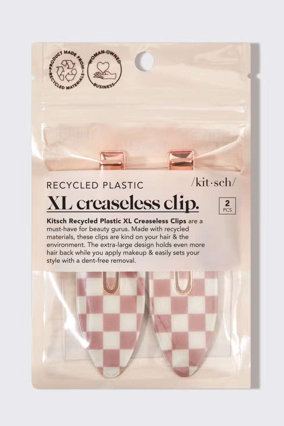 Kitsch Recycled Plastic Xl Creaseless Hair Clips 2pc Set Hair Slides by Kitsch as seen on celebrities