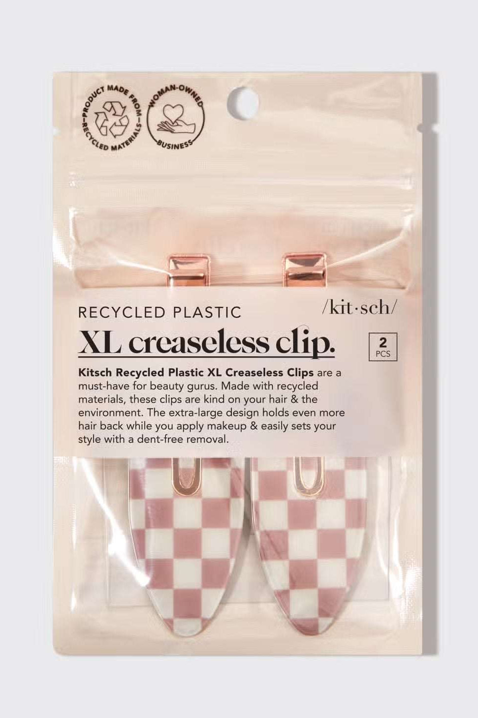 Kitsch Recycled Plastic Xl Creaseless Hair Clips 2pc Set Hair Slides by Kitsch as seen on celebrities
