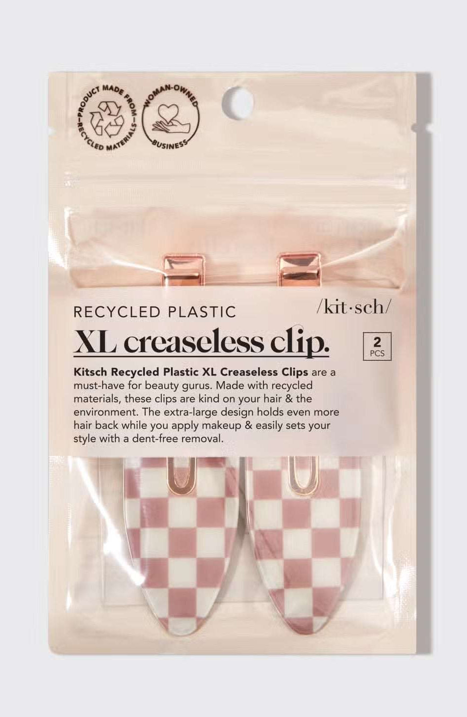 Kitsch Recycled Plastic Xl Creaseless Hair Clips 2pc Set Hair Slides by Kitsch as seen on celebrities