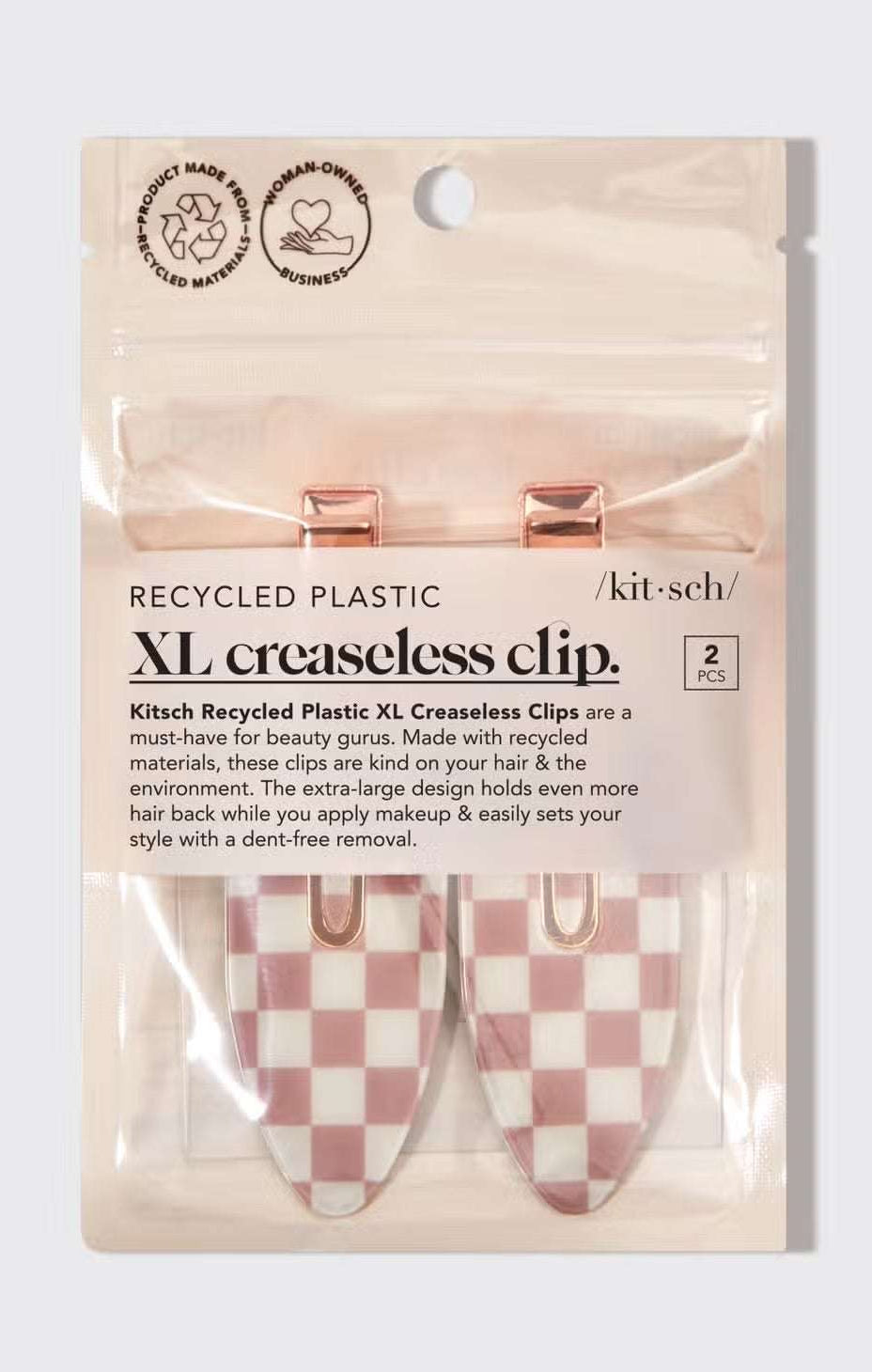 Kitsch Recycled Plastic Xl Creaseless Hair Clips 2pc Set Hair Slides by Kitsch as seen on celebrities