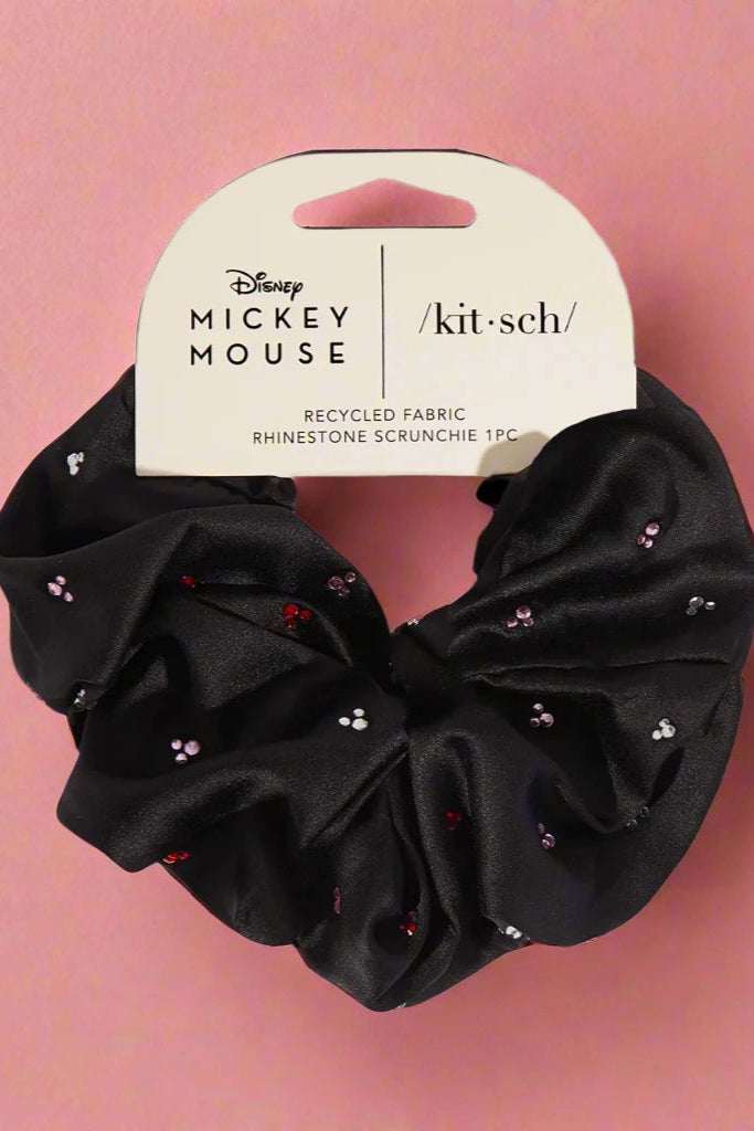 Kitsch & Mickey and Minnie Recycled Black Fabric Rhinestone Scrunchie Hair Band by Kitsch as seen on celebrities