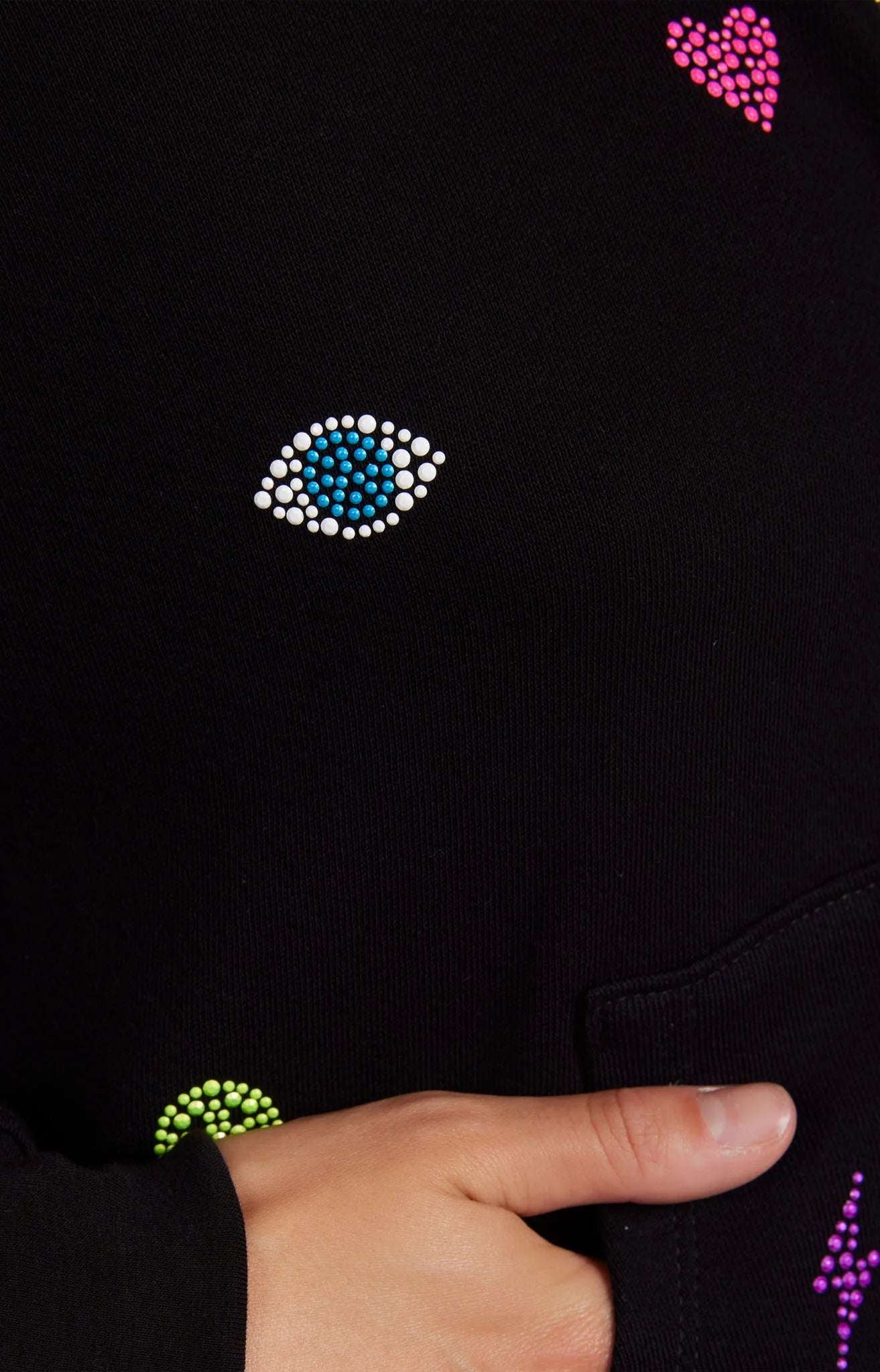 Lauren Moshi Lachelle Neon Stud Elements Zipper Hoodie Zip Up Hoodie by Lauren Moshi as seen on celebrities