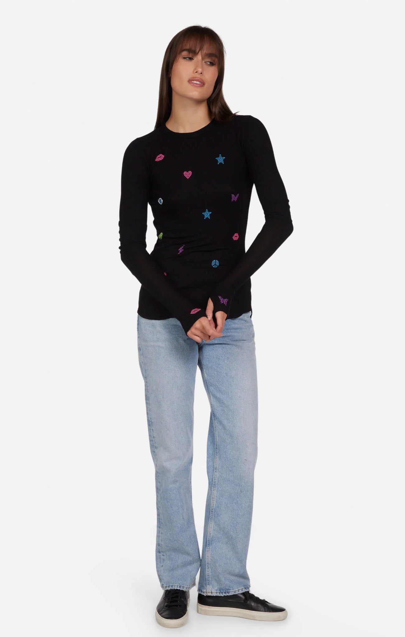 Lauren Moshi McKinley Neon Stud Elements Thermal Top Long Sleeved Top by Lauren Moshi as seen on celebrities