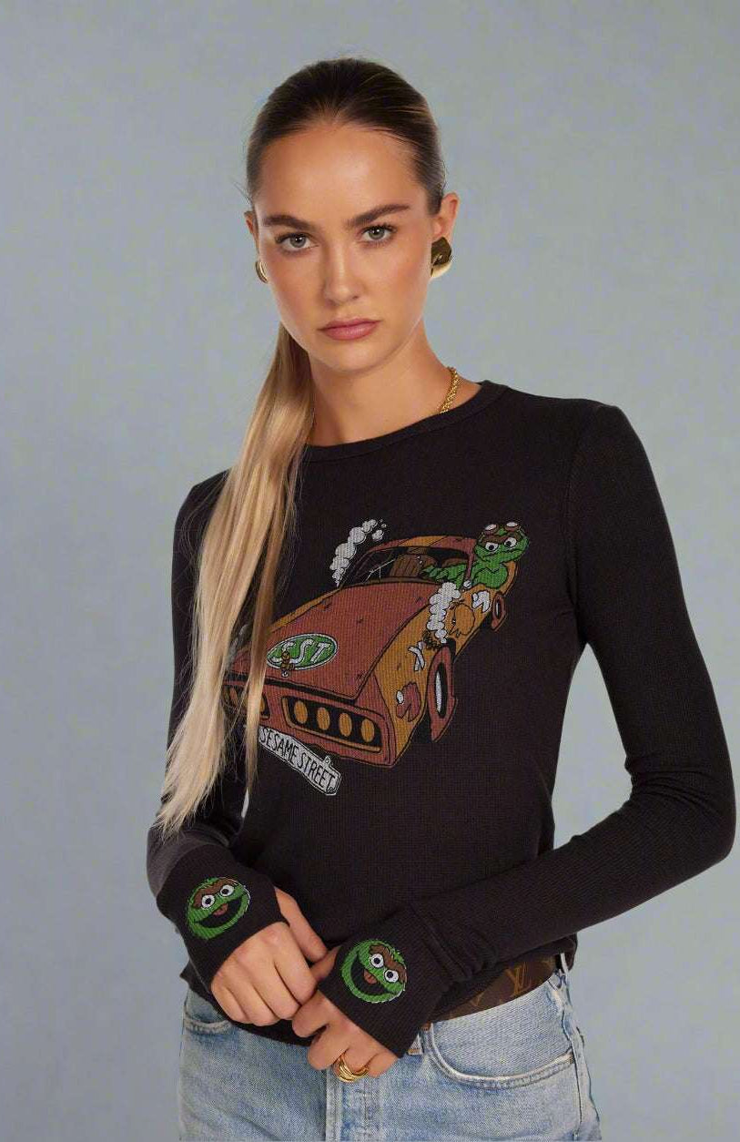 Lauren Moshi McKinley Oscar The Grouch Racing Long Sleeved Tee Long Sleeved Top by Lauren Moshi as seen on celebrities