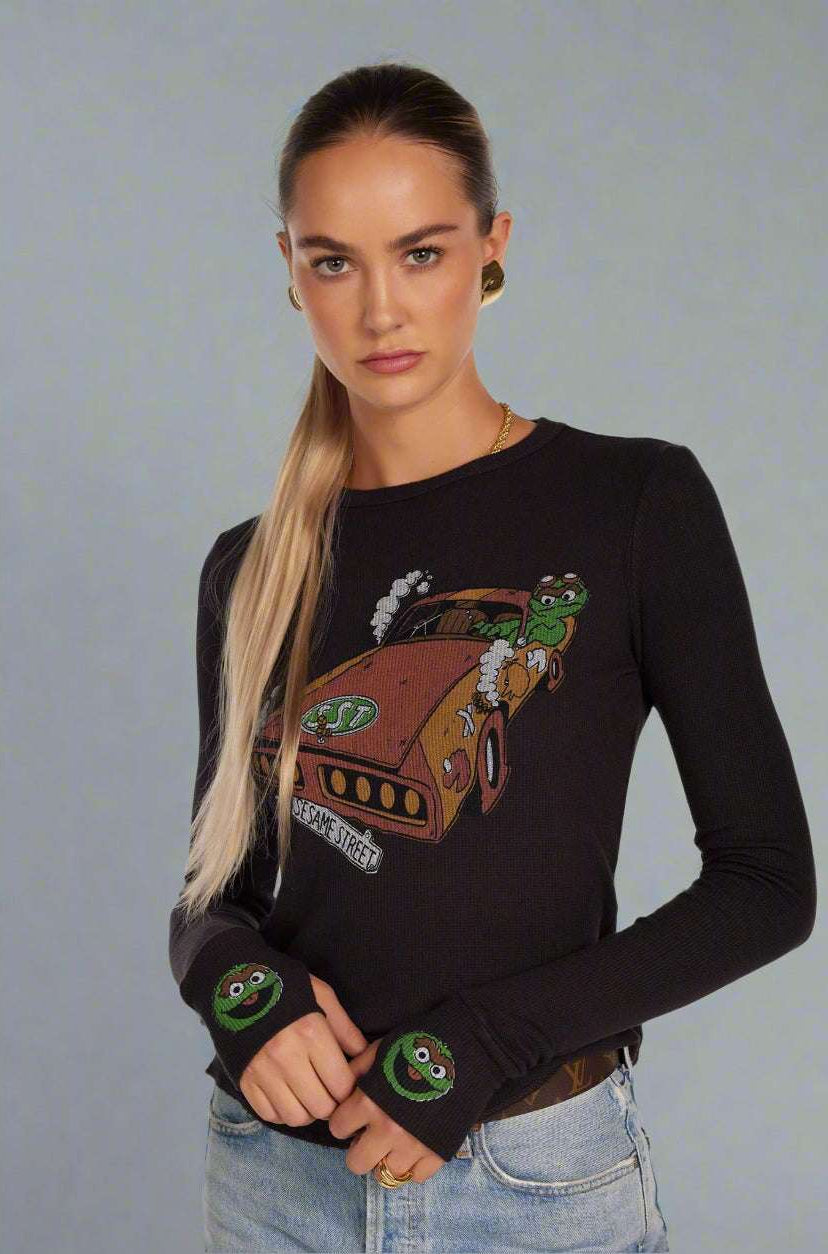 Lauren Moshi McKinley Oscar The Grouch Racing Long Sleeved Tee Long Sleeved Top by Lauren Moshi as seen on celebrities