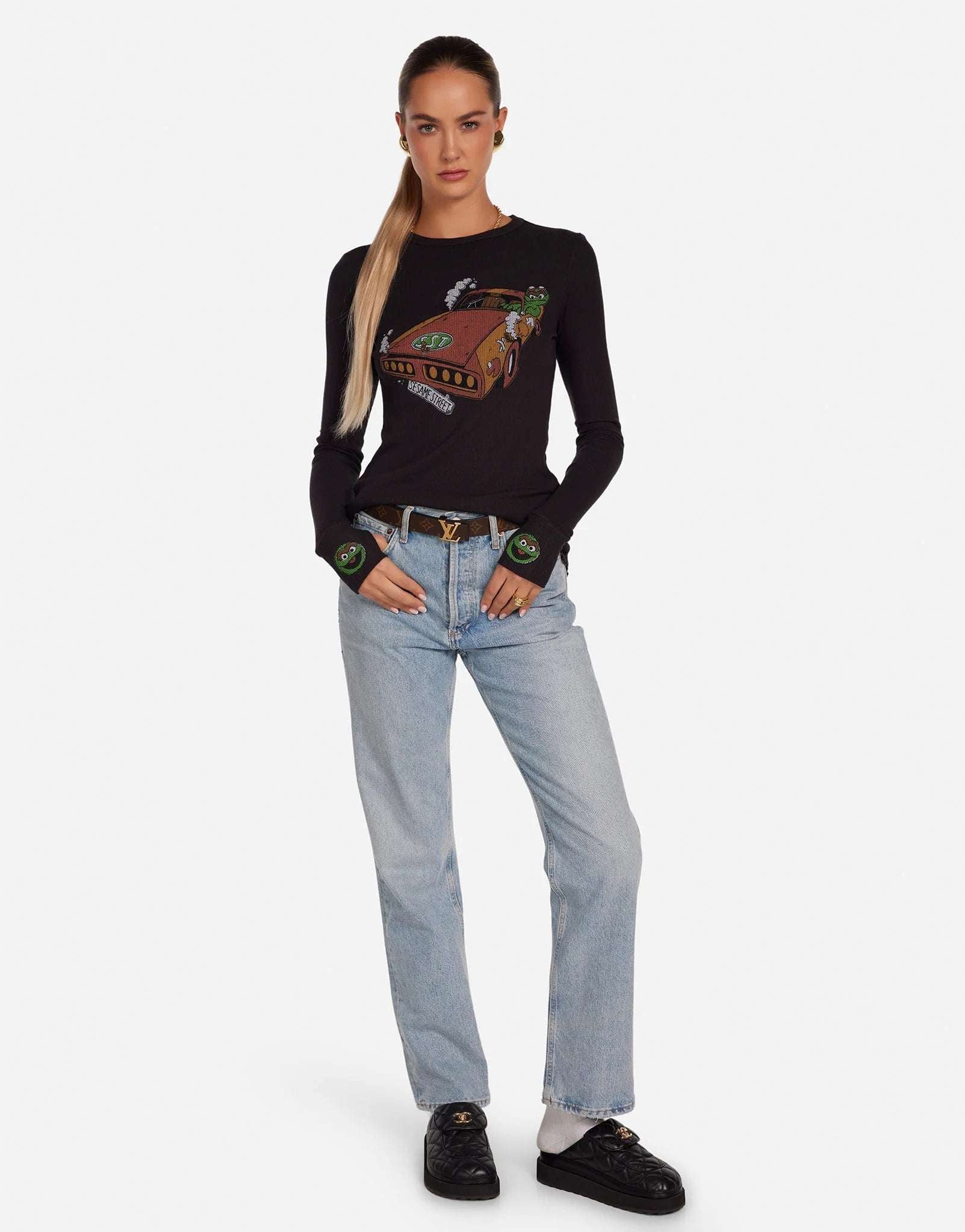 Lauren Moshi McKinley Oscar The Grouch Racing Long Sleeved Tee Long Sleeved Top by Lauren Moshi as seen on celebrities