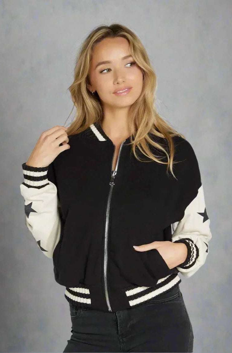 Lauren Moshi Taissa Stars Zip Jacket Zip Up Hoodie by Lauren Moshi as seen on celebrities