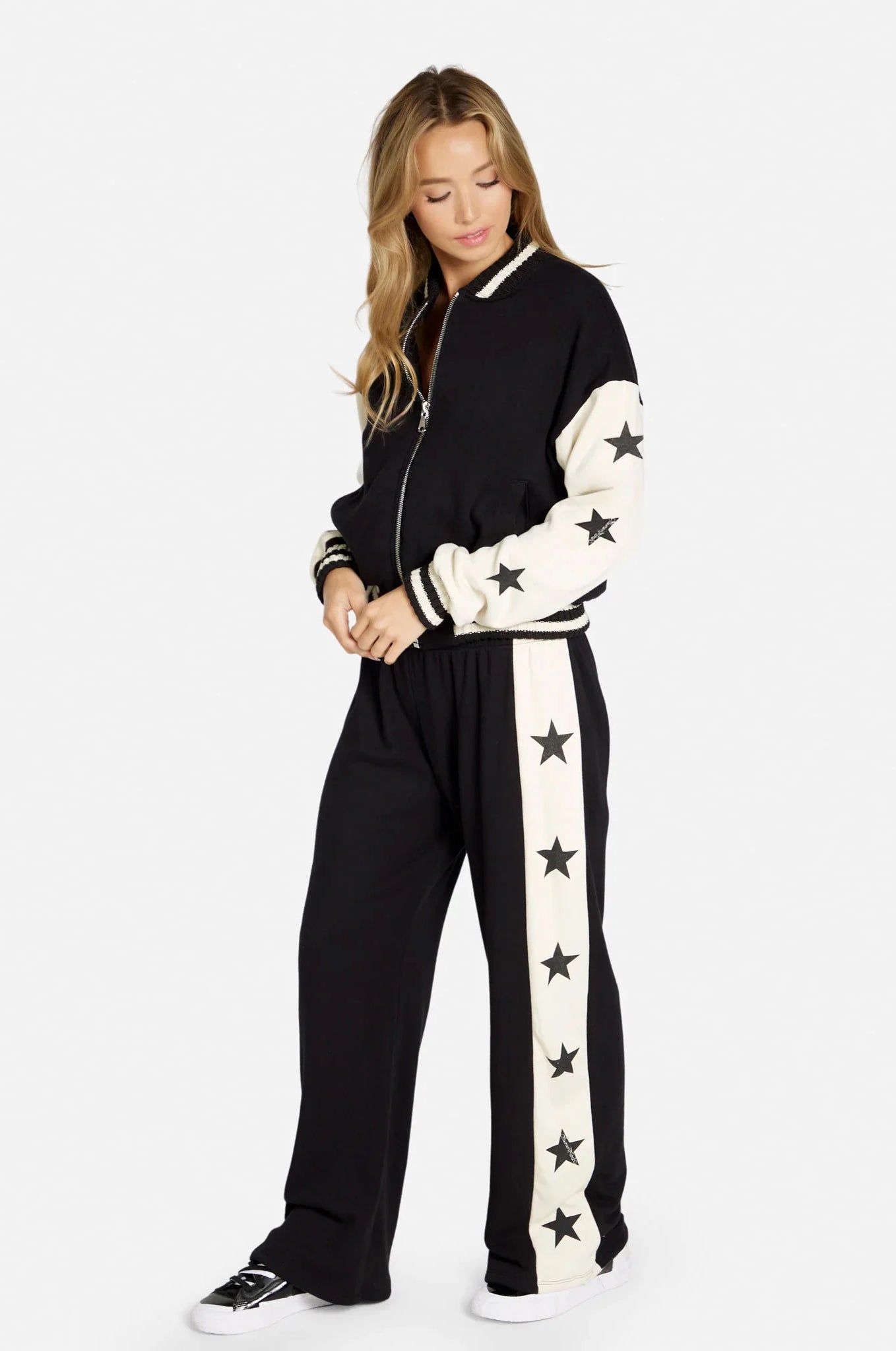 Lauren Moshi Taissa Stars Zip Jacket Zip Up Hoodie by Lauren Moshi as seen on celebrities