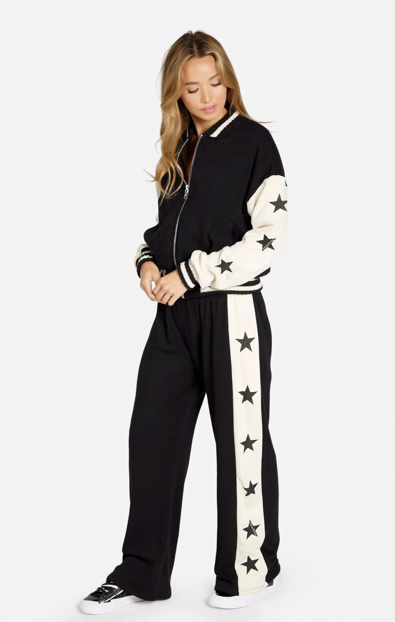 Lauren Moshi Taissa Stars Zip Jacket Zip Up Hoodie by Lauren Moshi as seen on celebrities