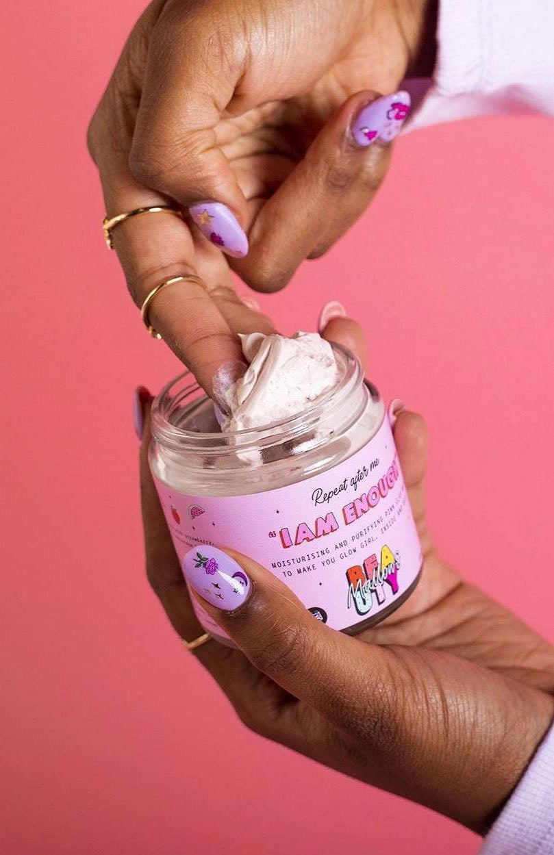 Mallows Beauty Hyaluronic Acid Pink Clay Face Mask Beauty Kit by Mallows Beauty as seen on celebrities