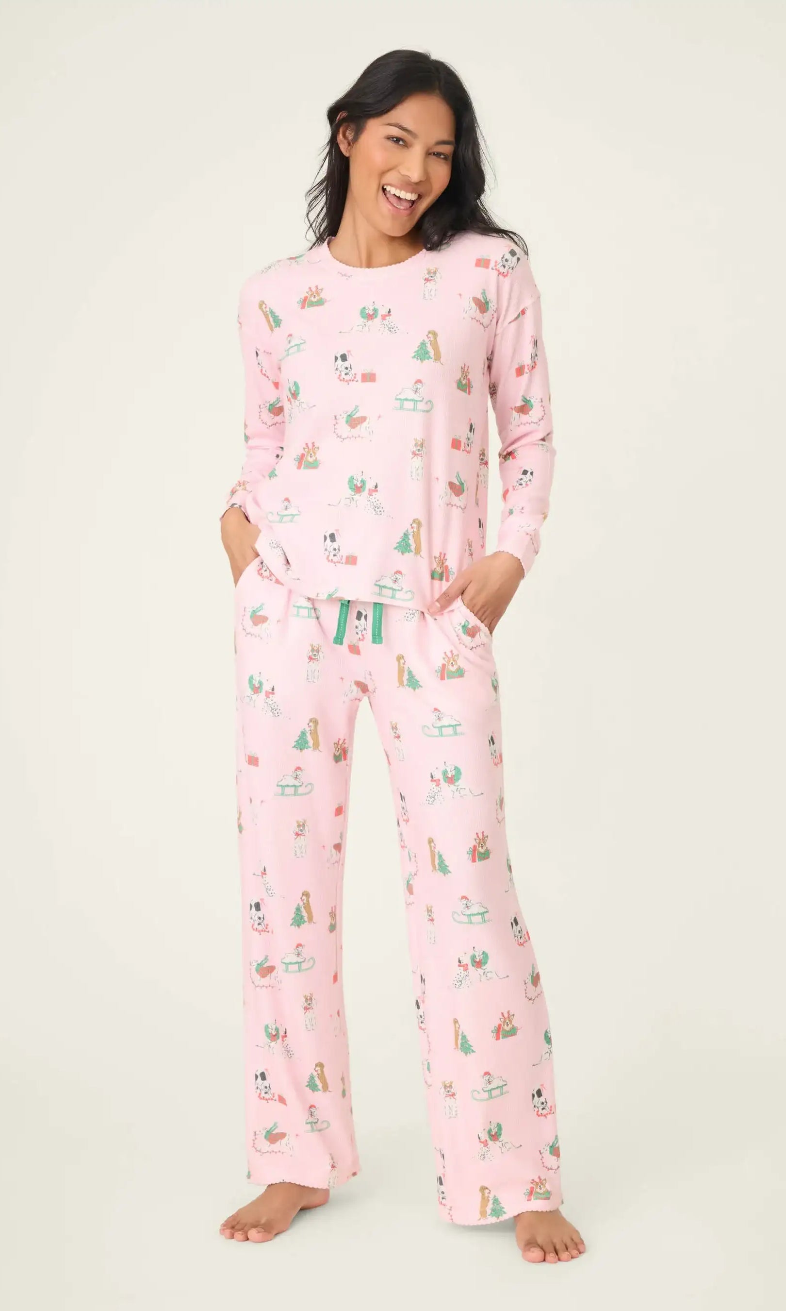 PJ Salvage Peace & Pawlidays Dog Print PJ Top