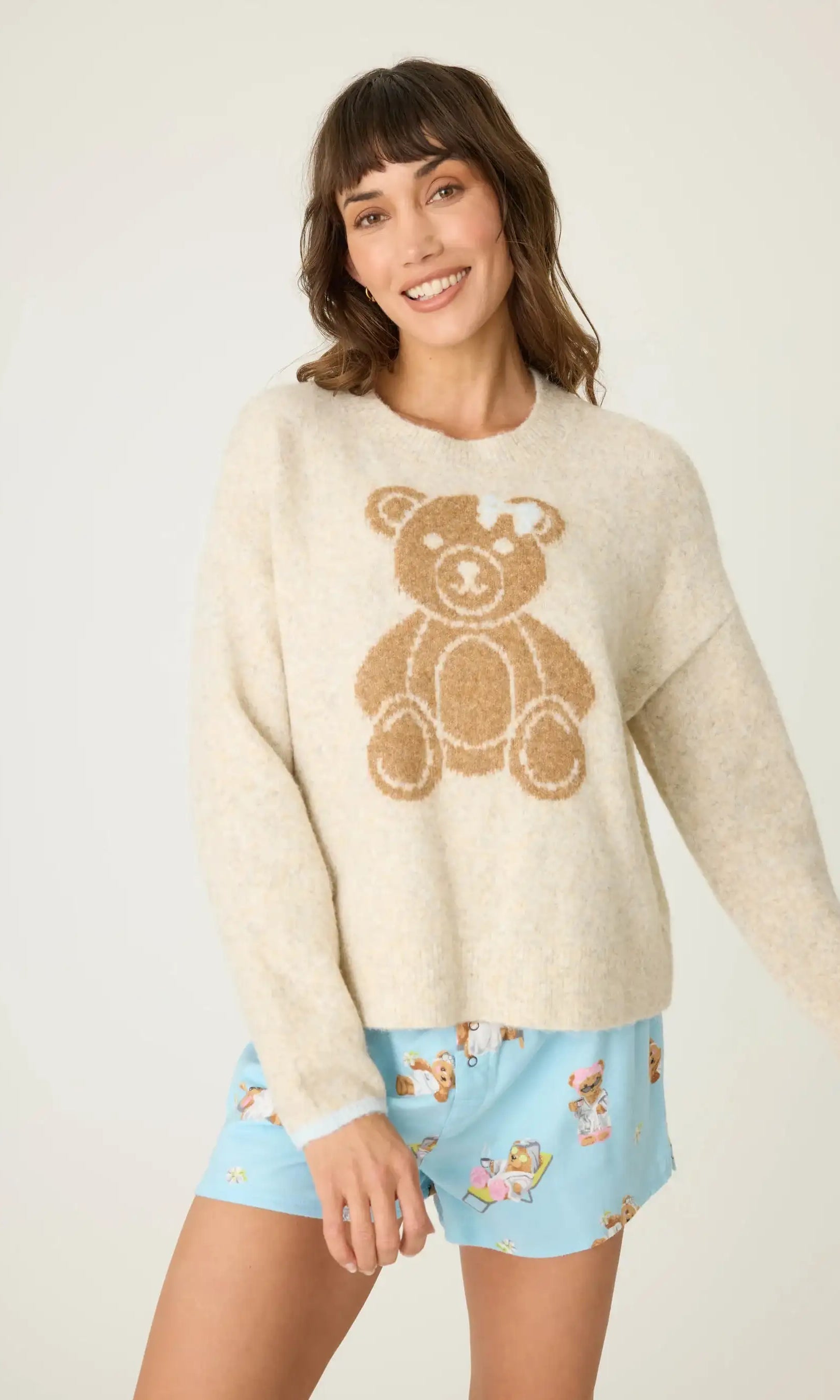 PJ Salvage Teddy Bear Graphic Snuggle Sweater