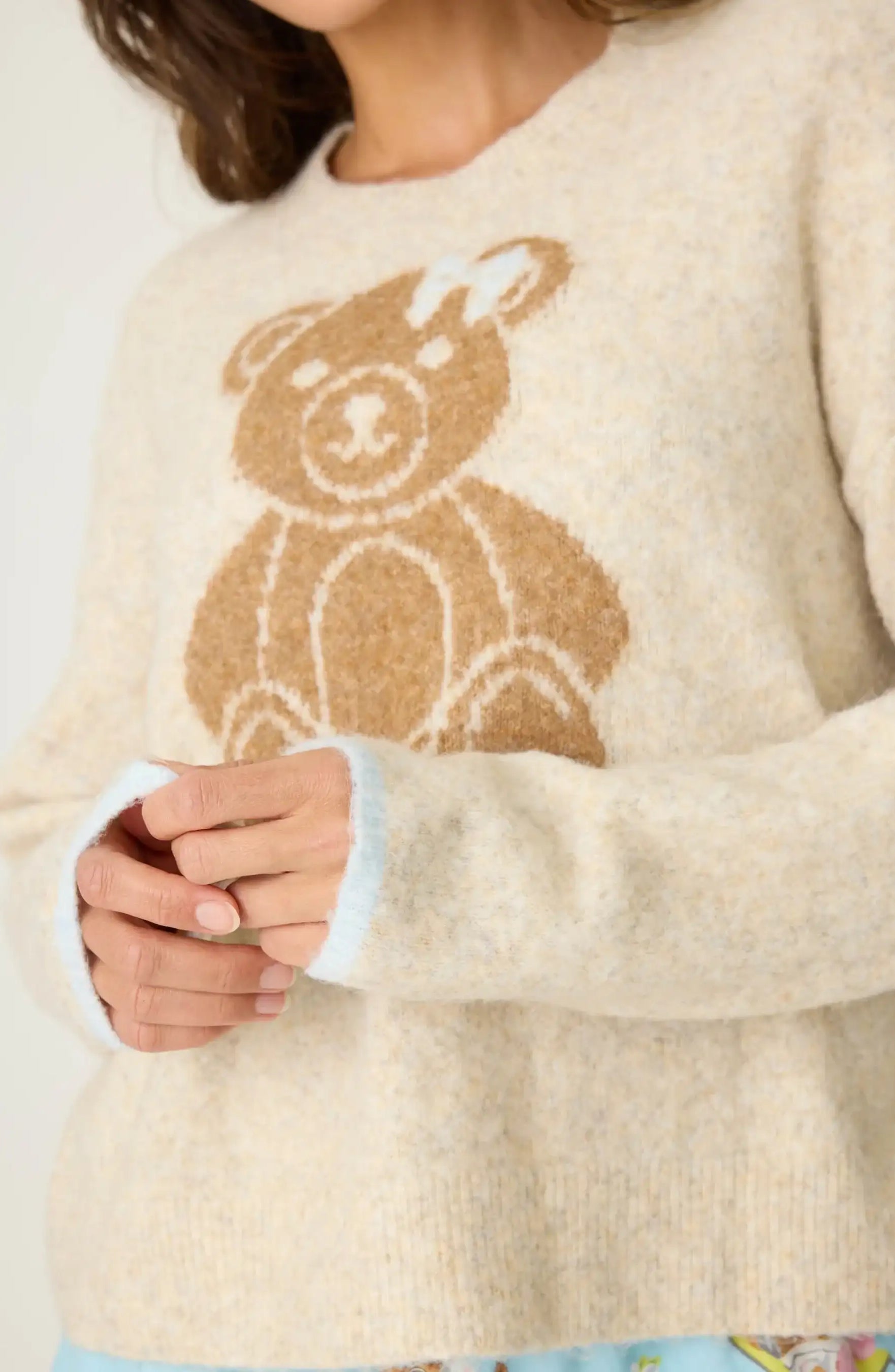 PJ Salvage Teddy Bear Graphic Snuggle Sweater