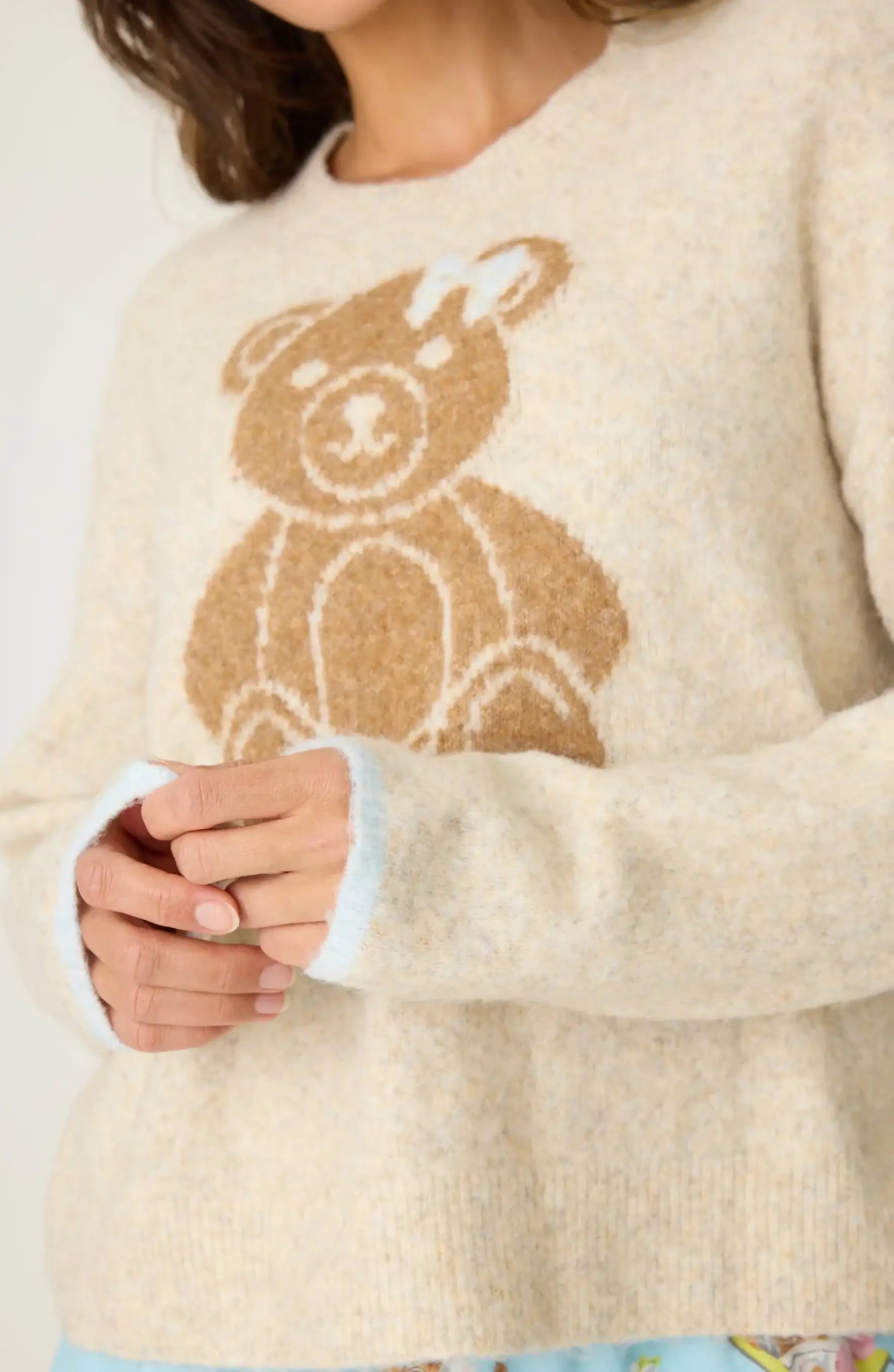 PJ Salvage Teddy Bear Graphic Snuggle Sweater