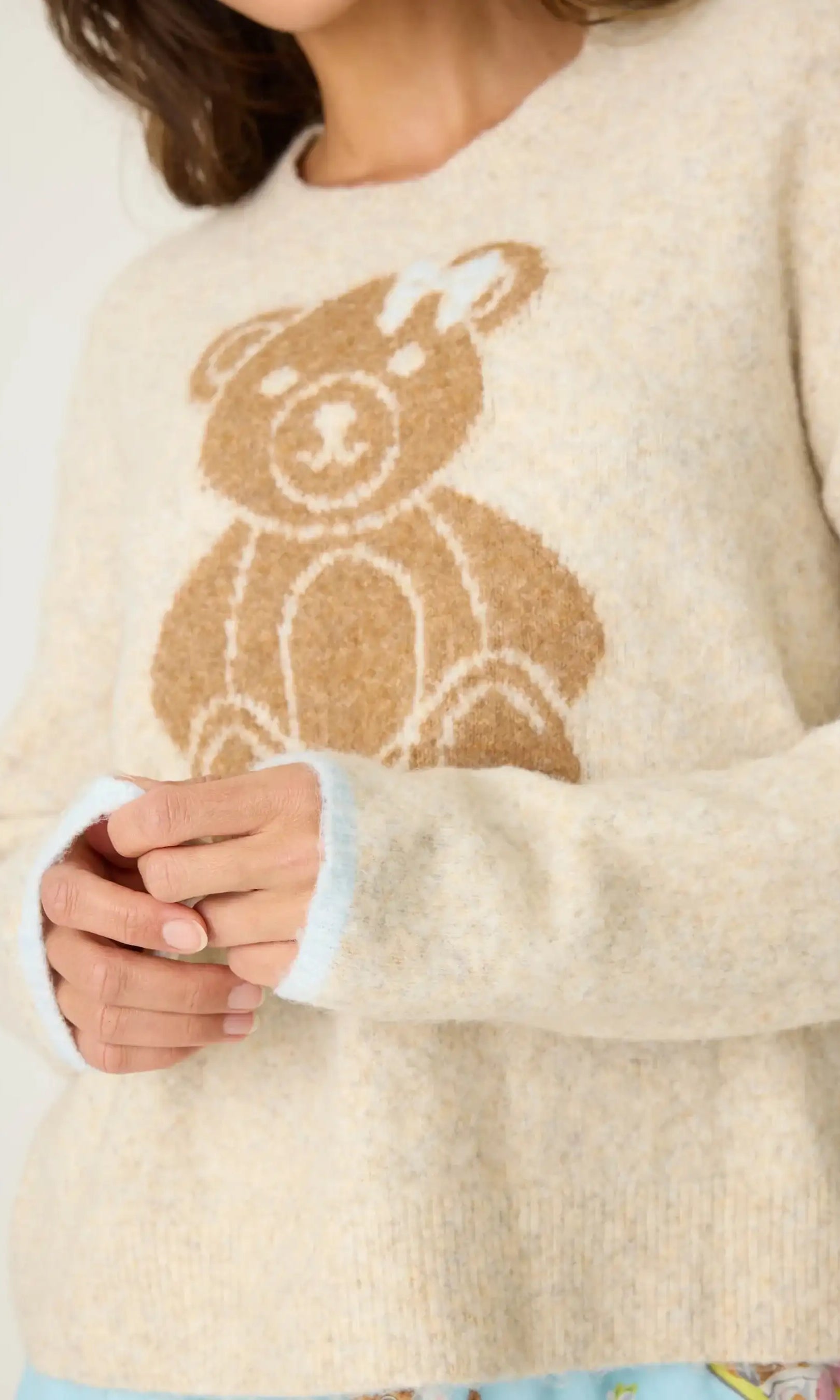 PJ Salvage Teddy Bear Graphic Snuggle Sweater