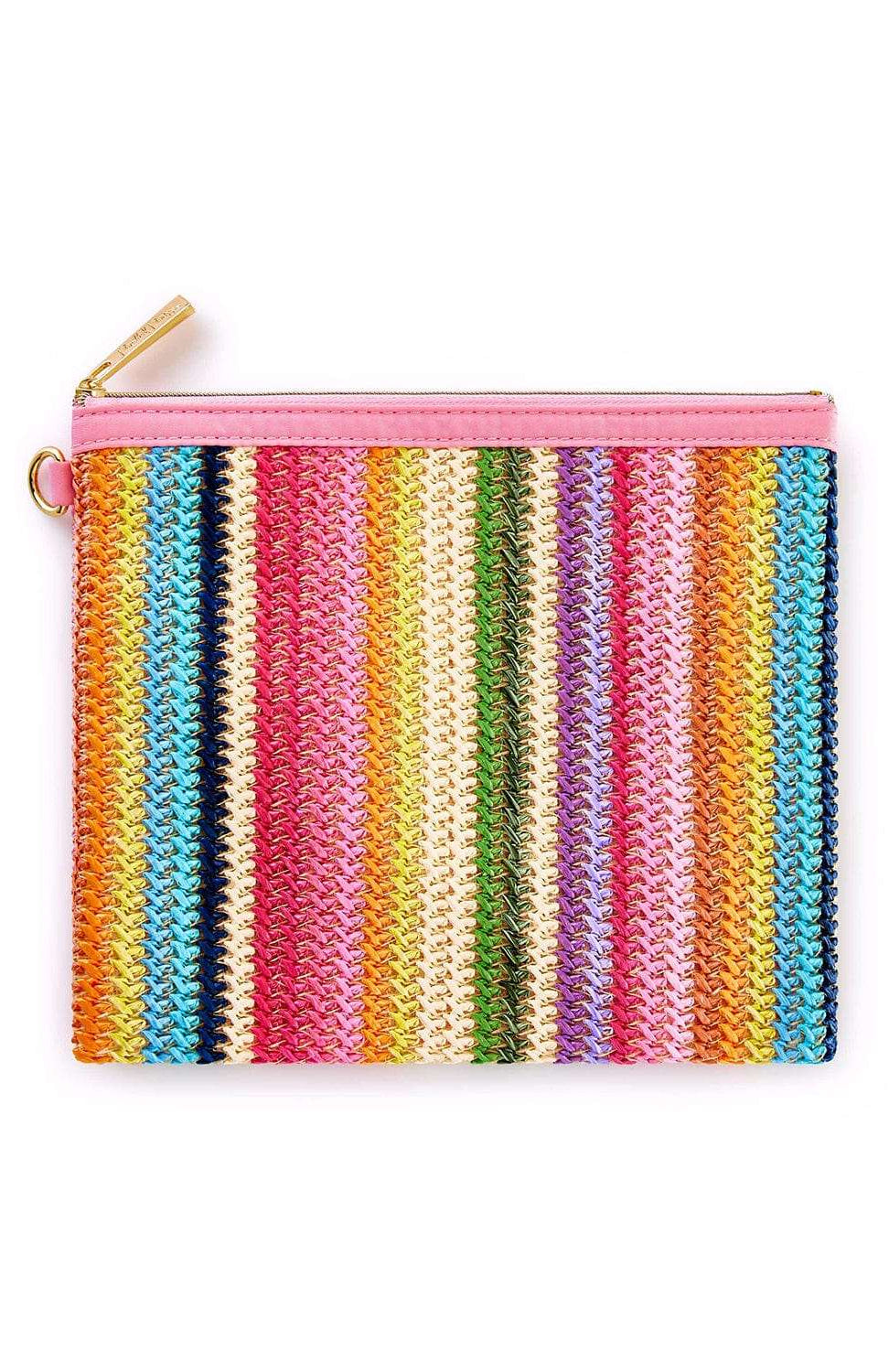 Packed Party Bring On The Fun Luxe Woven Rainbow Everything Pouch Bag Clutch Bag by Packed Party as seen on celebrities