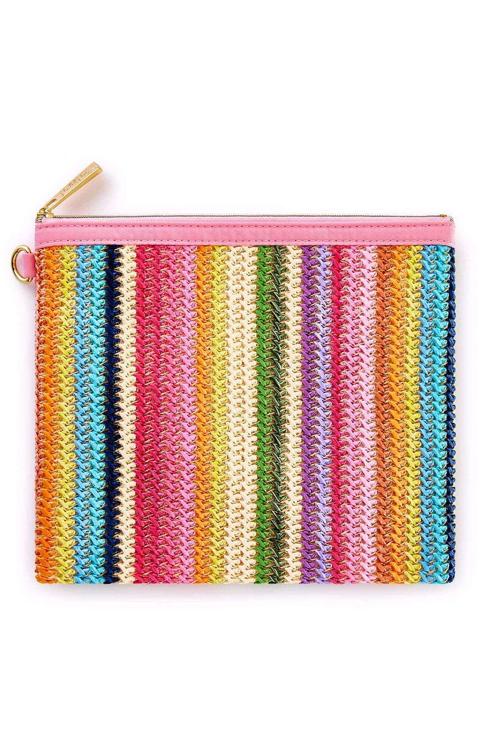 Packed Party Bring On The Fun Luxe Woven Rainbow Everything Pouch Bag Clutch Bag by Packed Party as seen on celebrities