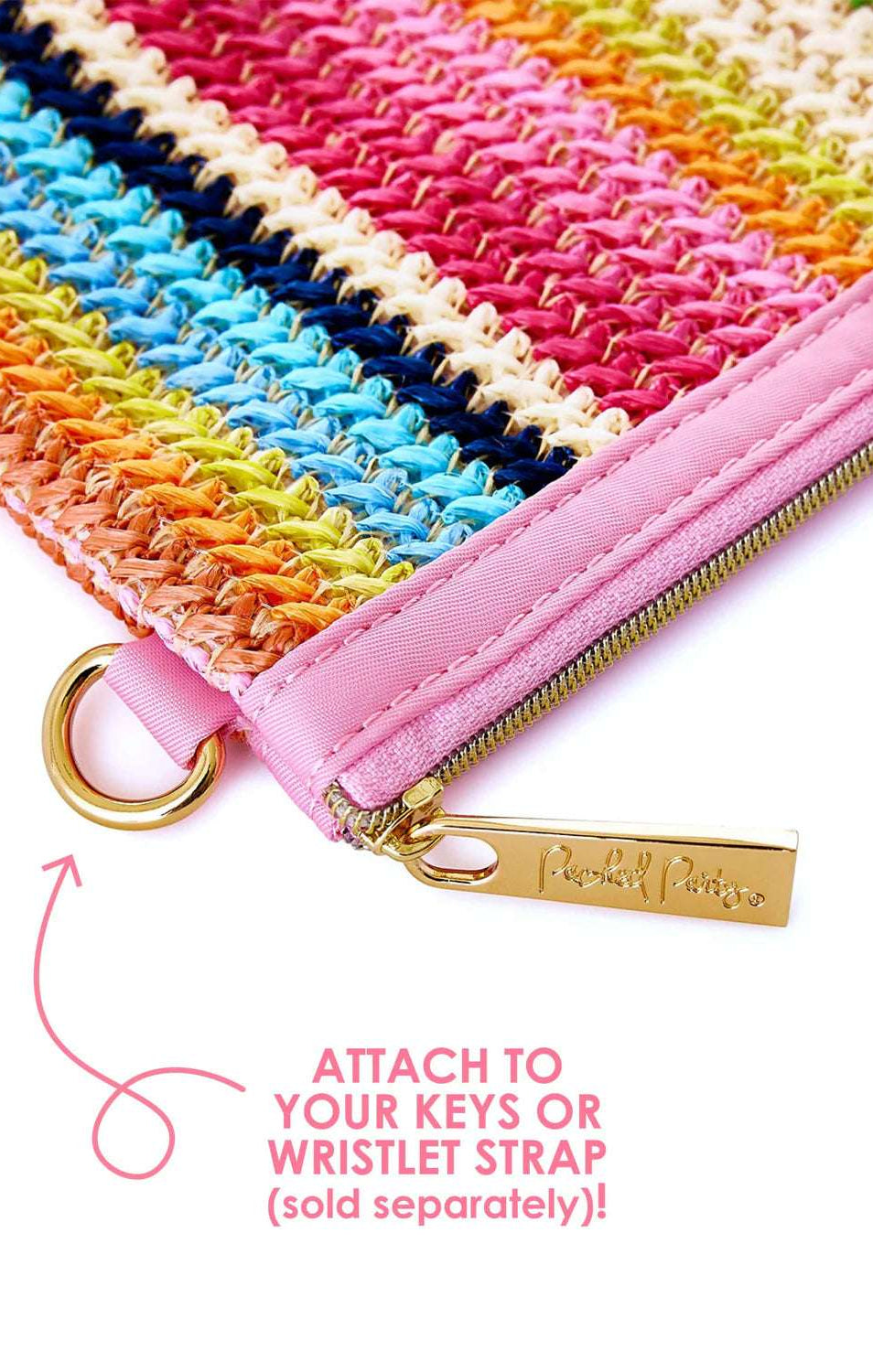 Packed Party Bring On The Fun Luxe Woven Rainbow Everything Pouch Bag Clutch Bag by Packed Party as seen on celebrities