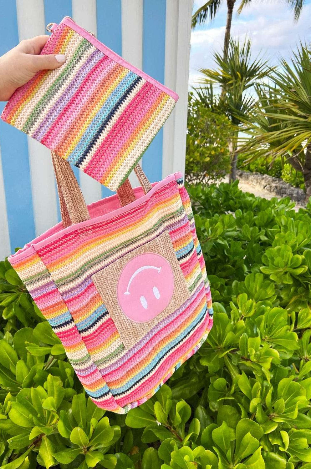 Packed Party Bring On The Fun Luxe Woven Rainbow Everything Pouch Bag Clutch Bag by Packed Party as seen on celebrities