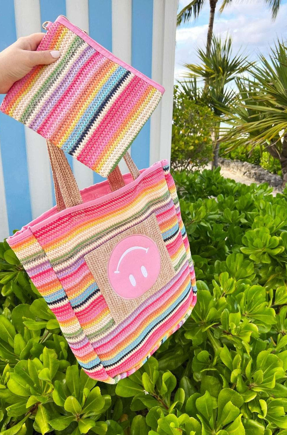 Packed Party Bring On The Fun Luxe Woven Rainbow Everything Pouch Bag Clutch Bag by Packed Party as seen on celebrities