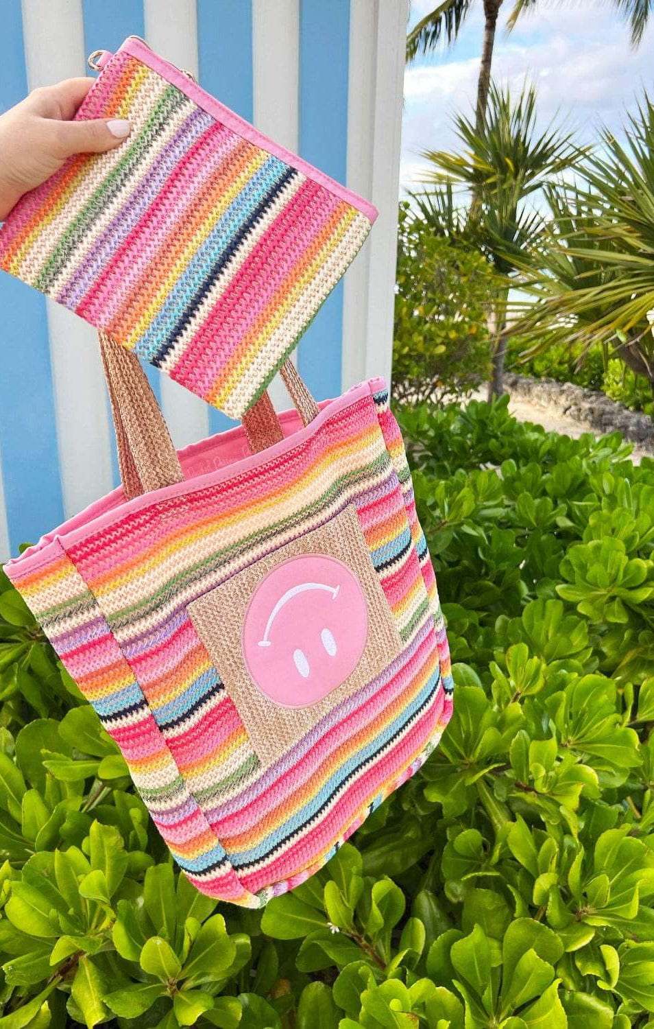 Packed Party Bring On The Fun Luxe Woven Rainbow Everything Pouch Bag Clutch Bag by Packed Party as seen on celebrities