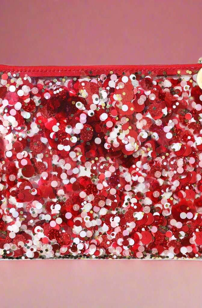 Packed Party Spirit Squad Rally Red Confetti Everything Pouch Clutch Bag by Packed Party as seen on celebrities