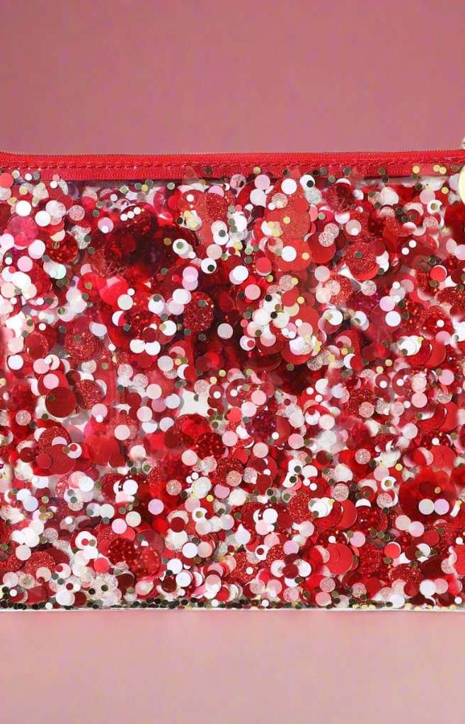 Packed Party Spirit Squad Rally Red Confetti Everything Pouch Clutch Bag by Packed Party as seen on celebrities