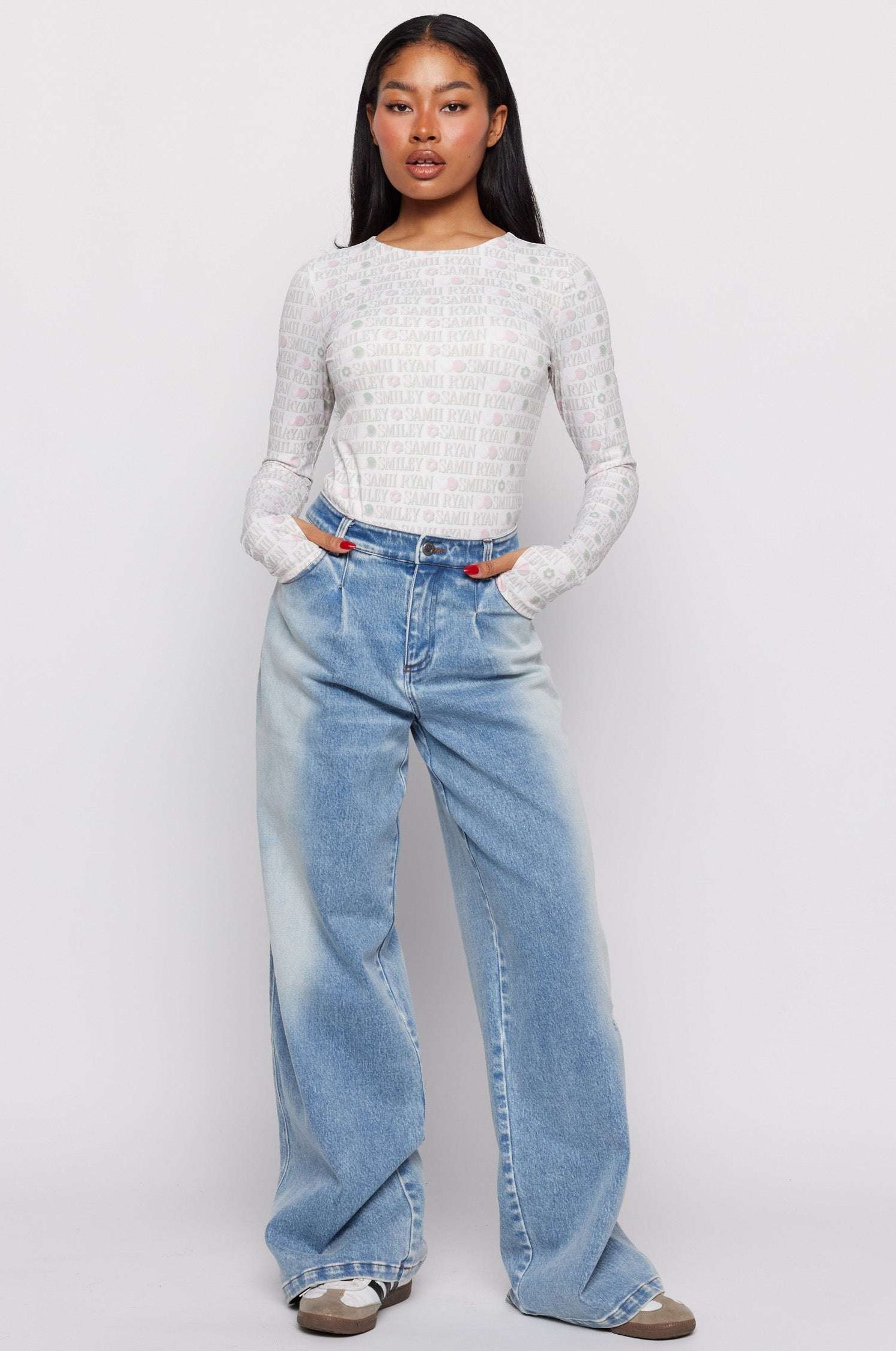 Samii Ryan x Smiley® Denim Jeans MOM Jeans by Samii Ryan as seen on celebrities