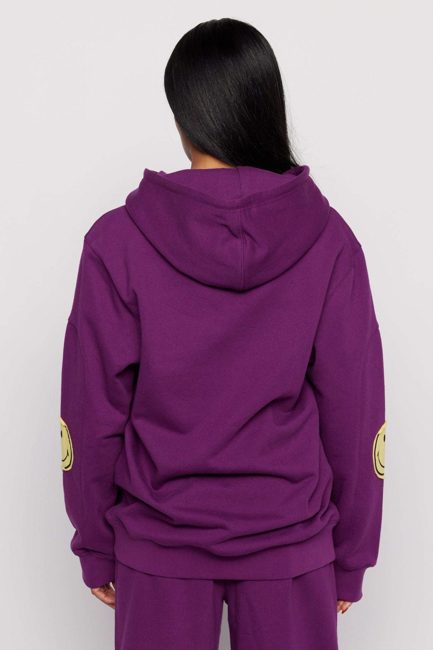 Samii Ryan Smiley® Purple Oversized Hoodie Hooded Sweatshirt by Samii Ryan as seen on celebrities