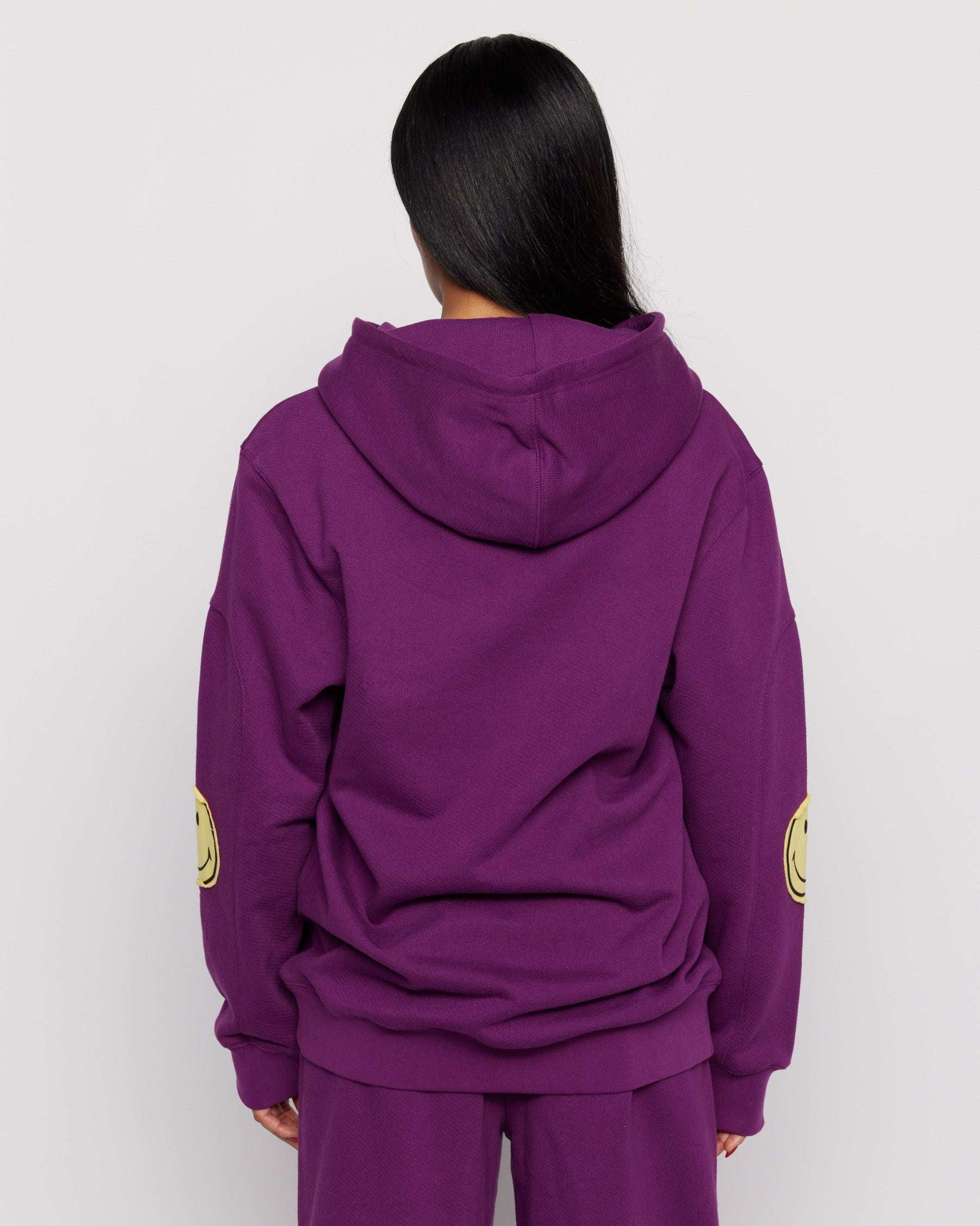 Samii Ryan Smiley® Purple Oversized Hoodie Hooded Sweatshirt by Samii Ryan as seen on celebrities