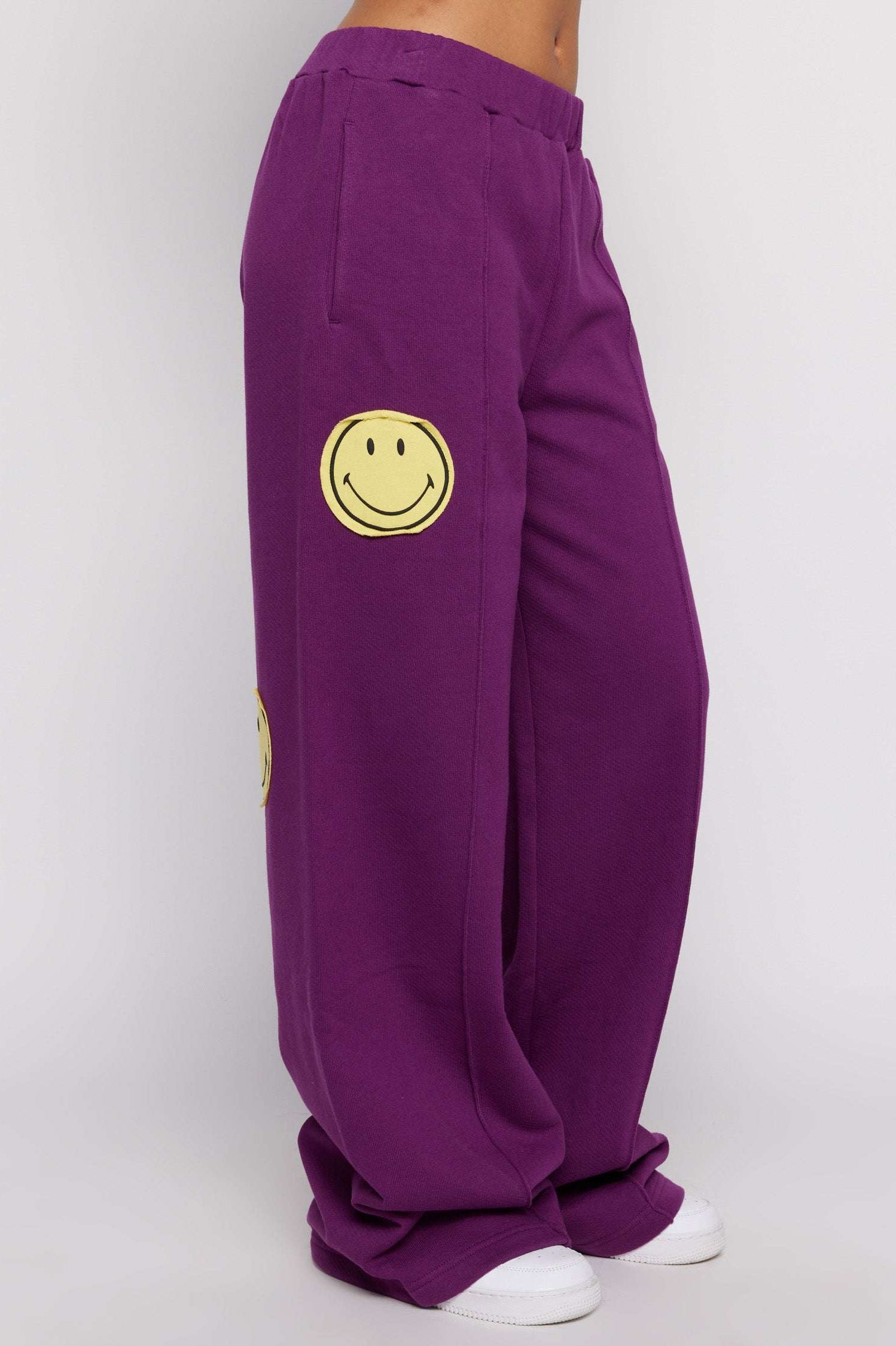 Samii Ryan Smiley® Straight Leg Purple Jogger Pants Jogger Bottoms by Samii Ryan as seen on celebrities