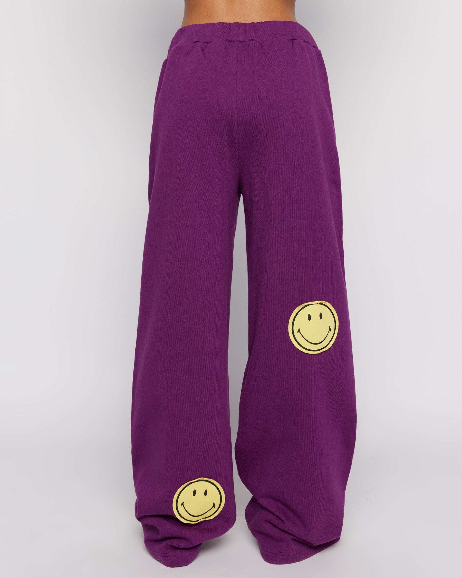 Samii Ryan Smiley® Straight Leg Purple Jogger Pants Jogger Bottoms by Samii Ryan as seen on celebrities