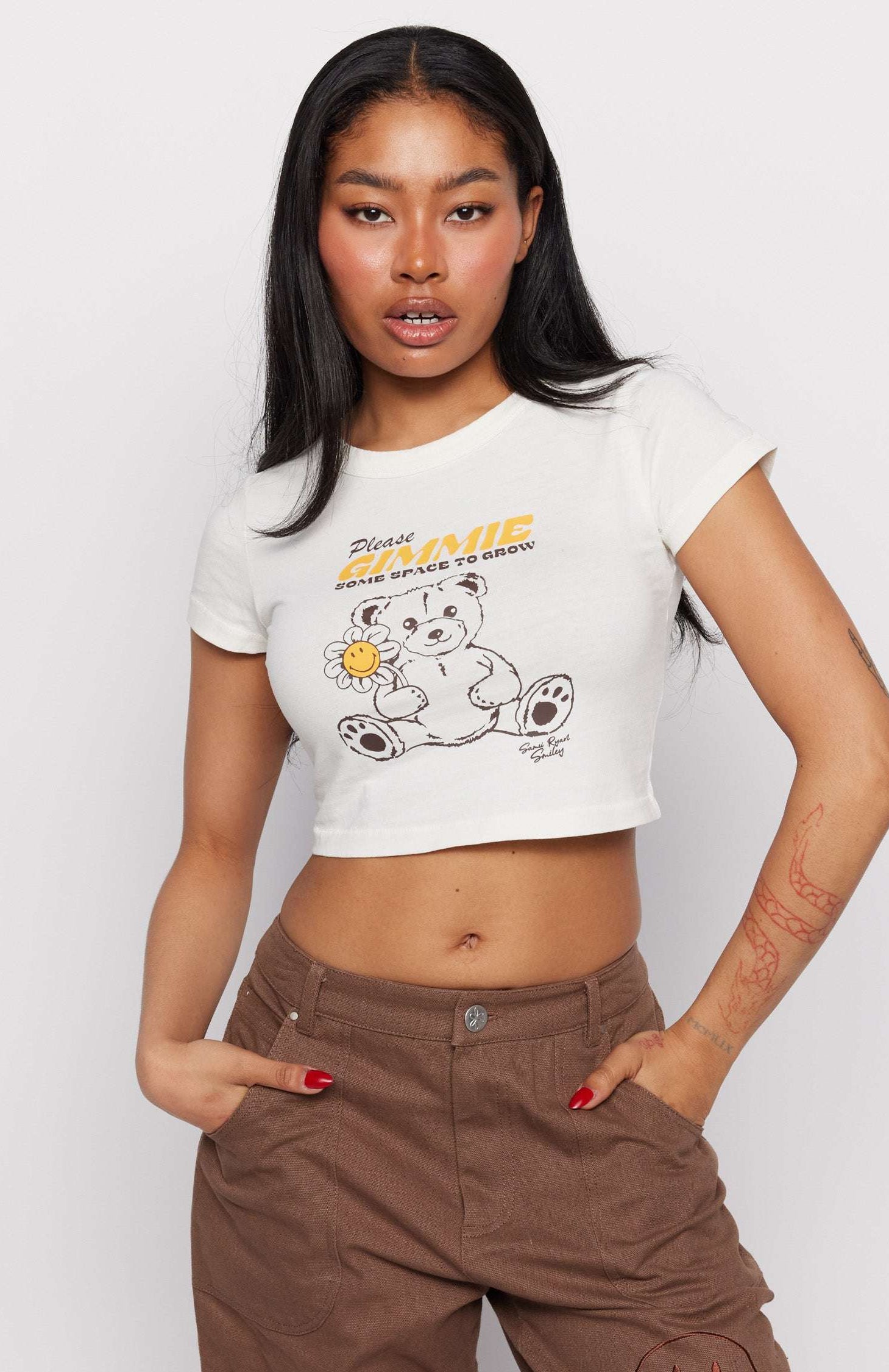 Samii Ryan x Smiley® Gimme Space Baby Tee T-Shirt by Samii Ryan as seen on celebrities