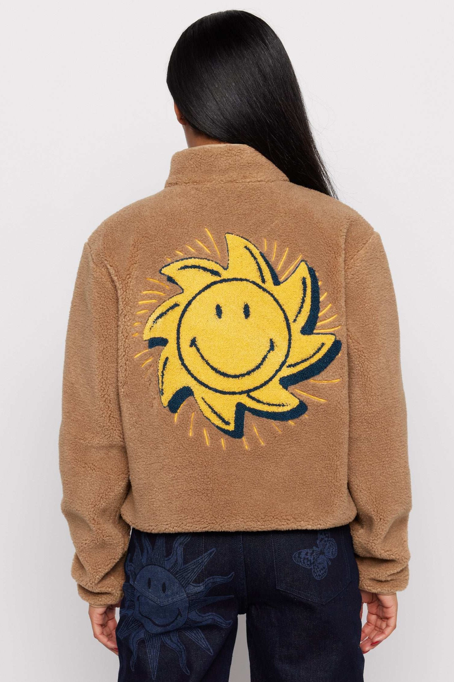 Samii Ryan Smiley® Sunshine Sherpa Jacket as seen on Sarah Jayne Dunn Jacket by Samii Ryan as seen on celebrities