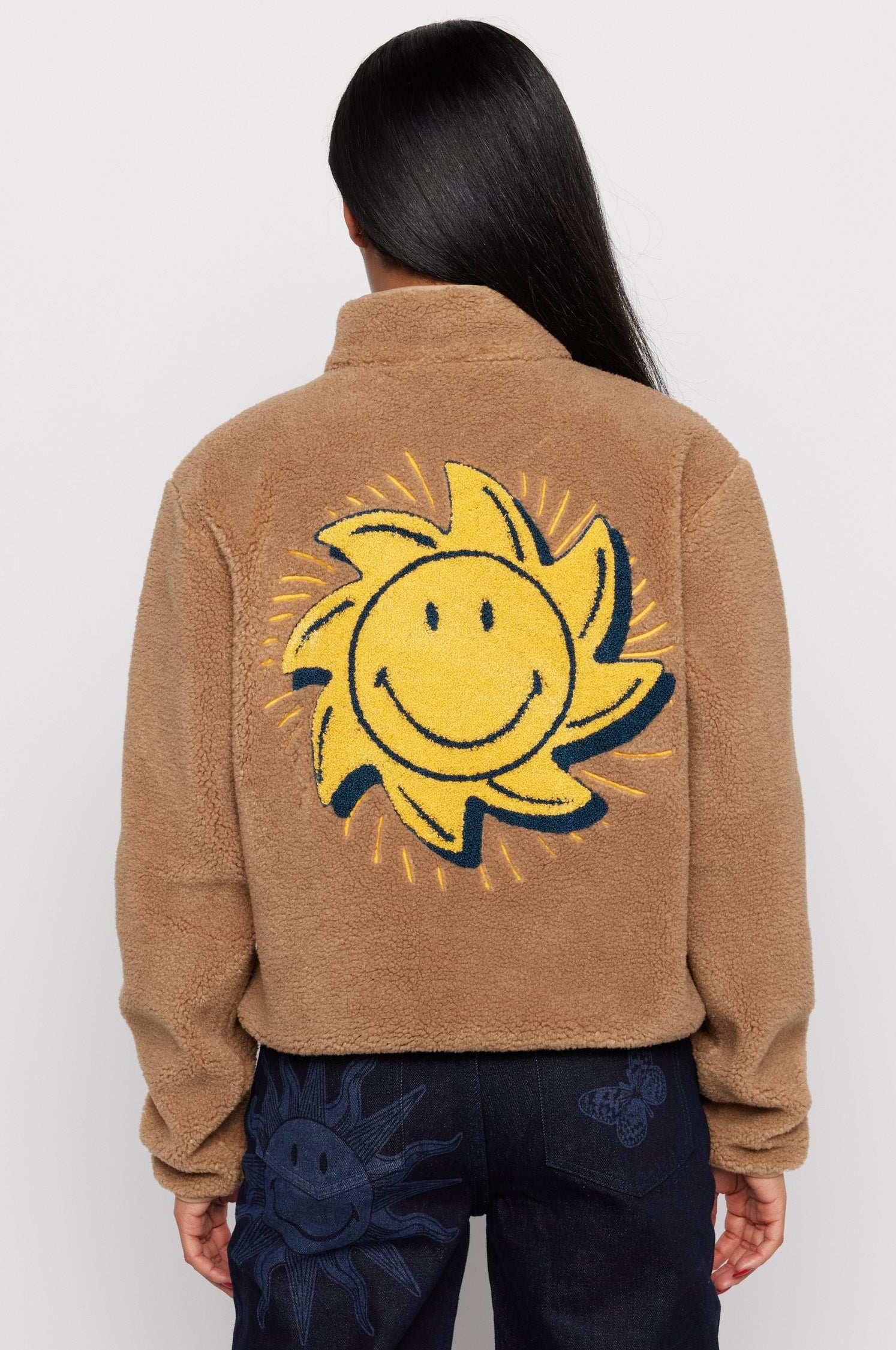 Samii Ryan Smiley® Sunshine Sherpa Jacket as seen on Sarah Jayne Dunn Jacket by Samii Ryan as seen on celebrities