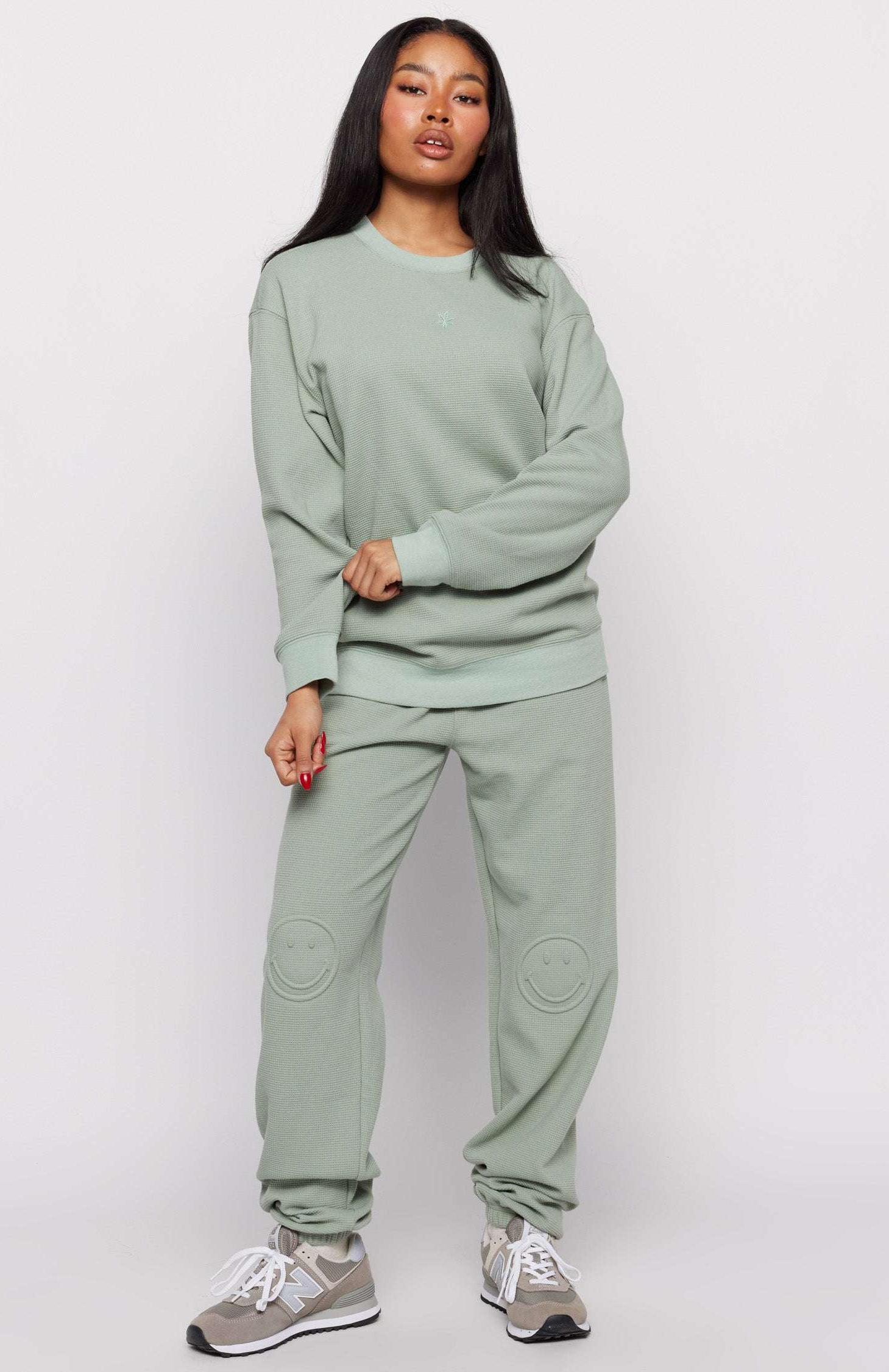 Samii Ryan Smiley® Thermal Crewneck Sweatshirt by Samii Ryan as seen on celebrities