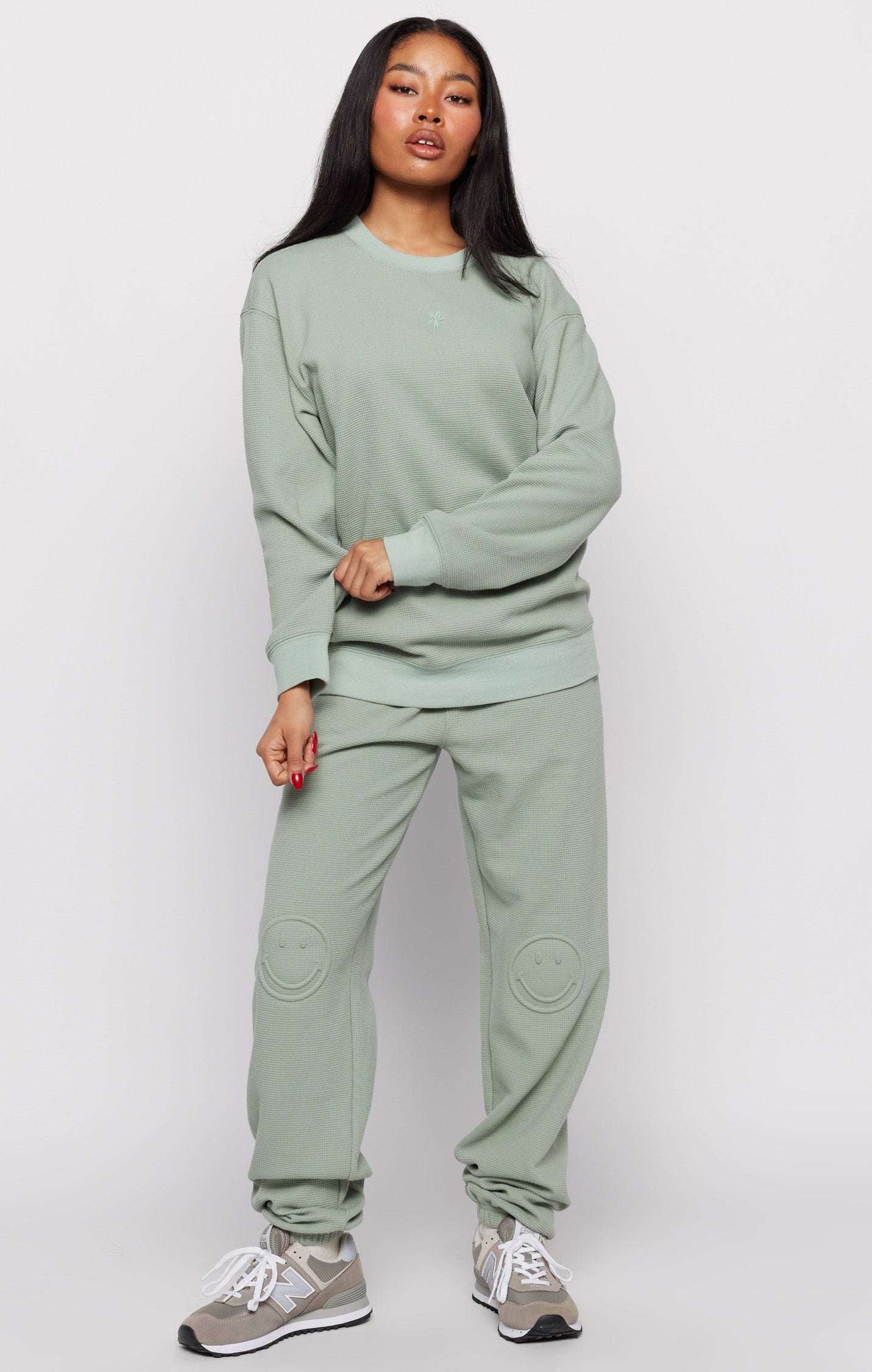 Samii Ryan Smiley® Thermal Crewneck Sweatshirt by Samii Ryan as seen on celebrities