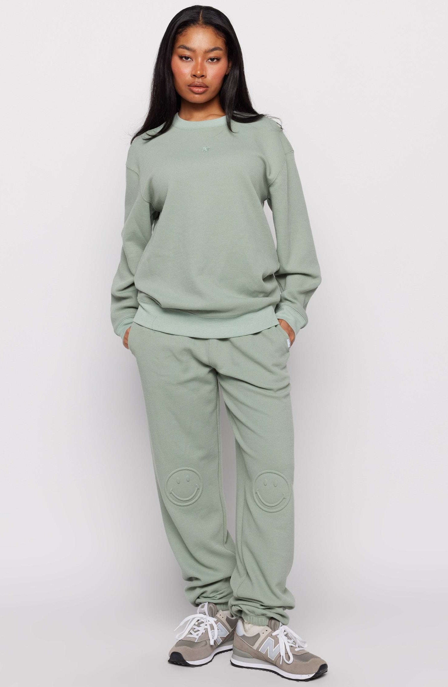 Samii Ryan Smiley® Thermal Crewneck Sweatshirt by Samii Ryan as seen on celebrities