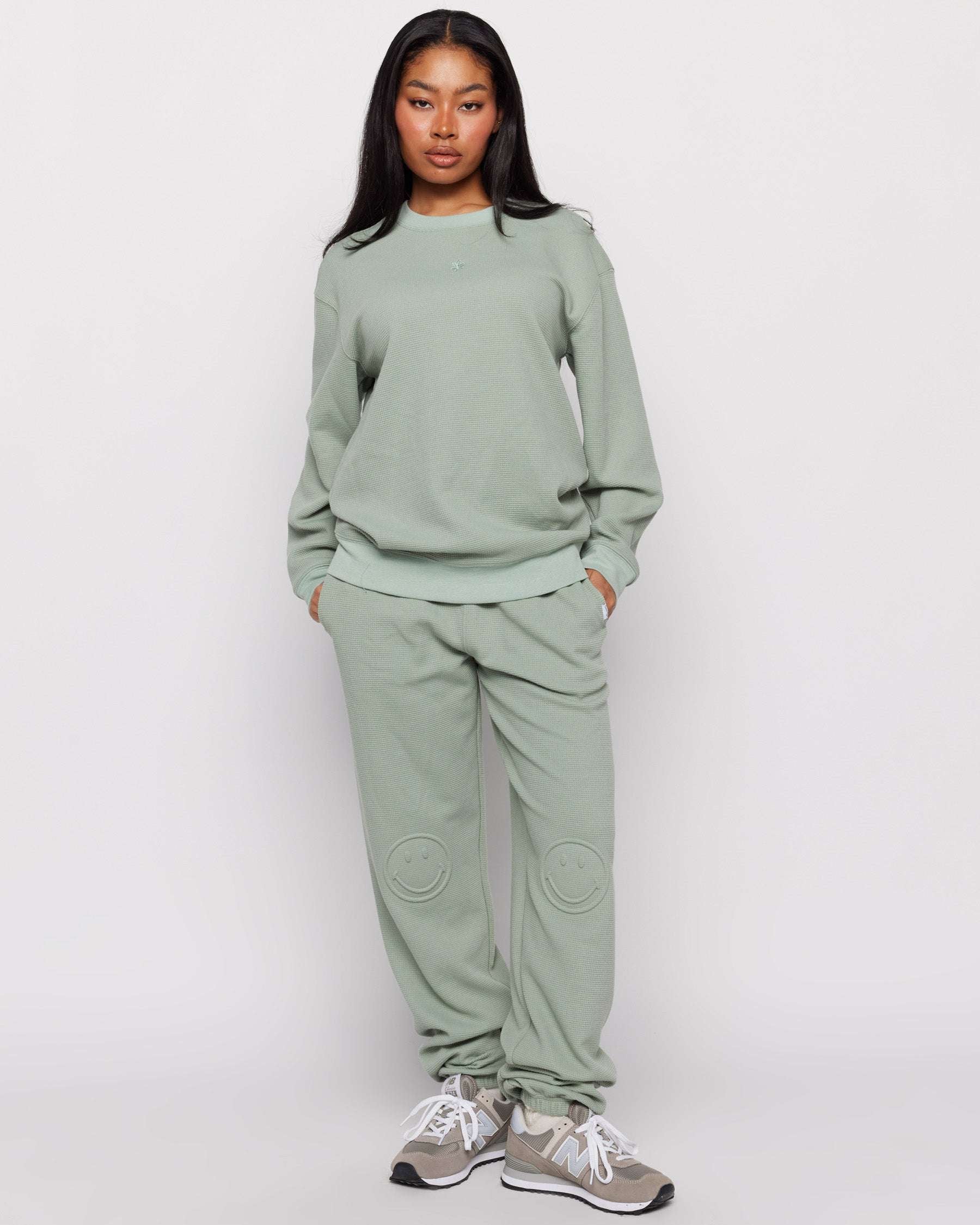 Samii Ryan Smiley® Thermal Crewneck Sweatshirt by Samii Ryan as seen on celebrities