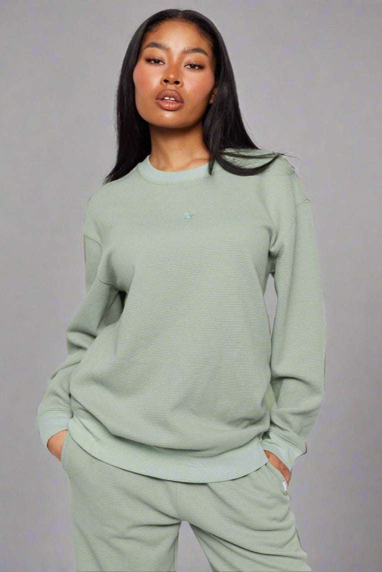 Samii Ryan Smiley® Thermal Crewneck Sweatshirt by Samii Ryan as seen on celebrities