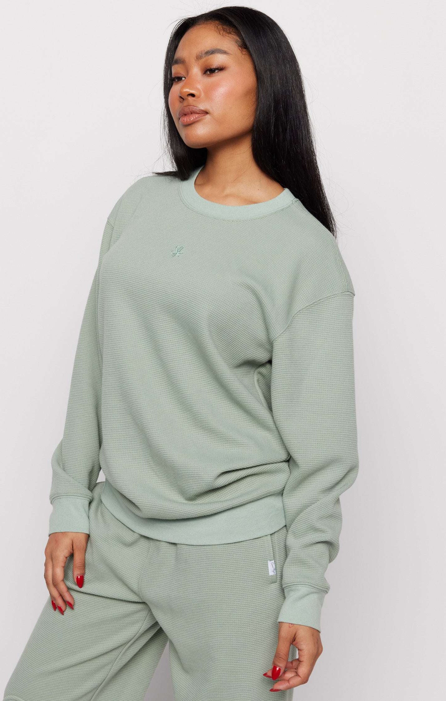 Samii Ryan Smiley® Thermal Crewneck Sweatshirt by Samii Ryan as seen on celebrities