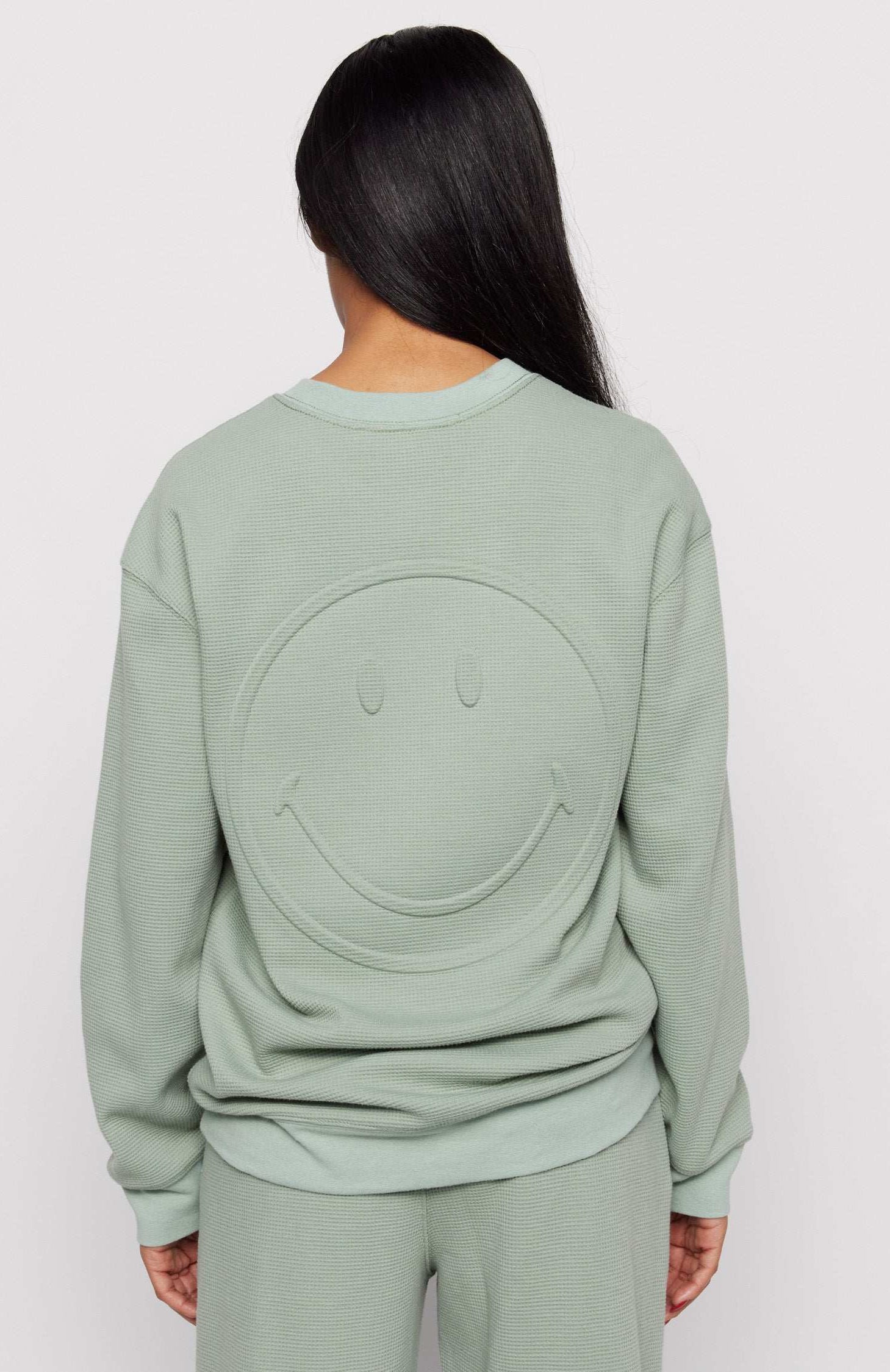 Samii Ryan Smiley® Thermal Crewneck Sweatshirt by Samii Ryan as seen on celebrities