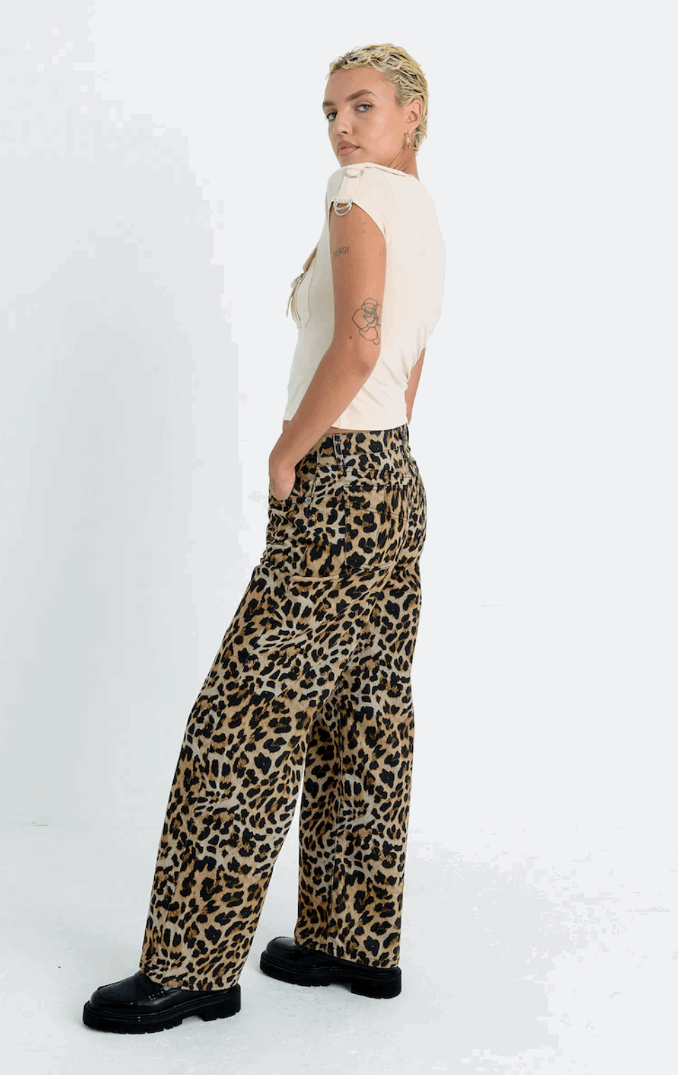 The Ragged Priest Leopard Wash Release Jeans Boyfriend Jeans by The Ragged Priest as seen on celebrities
