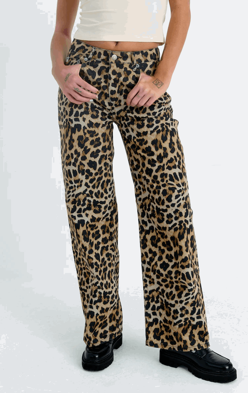 The Ragged Priest Leopard Wash Release Jeans Boyfriend Jeans by The Ragged Priest as seen on celebrities